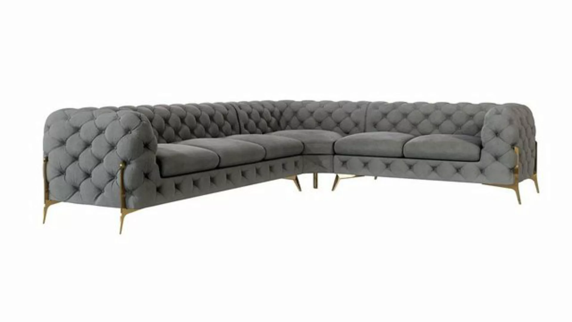 S-Style Möbel Ecksofa Chesterfield Ashley mit Goldene Metall Füßen, Die Eck günstig online kaufen