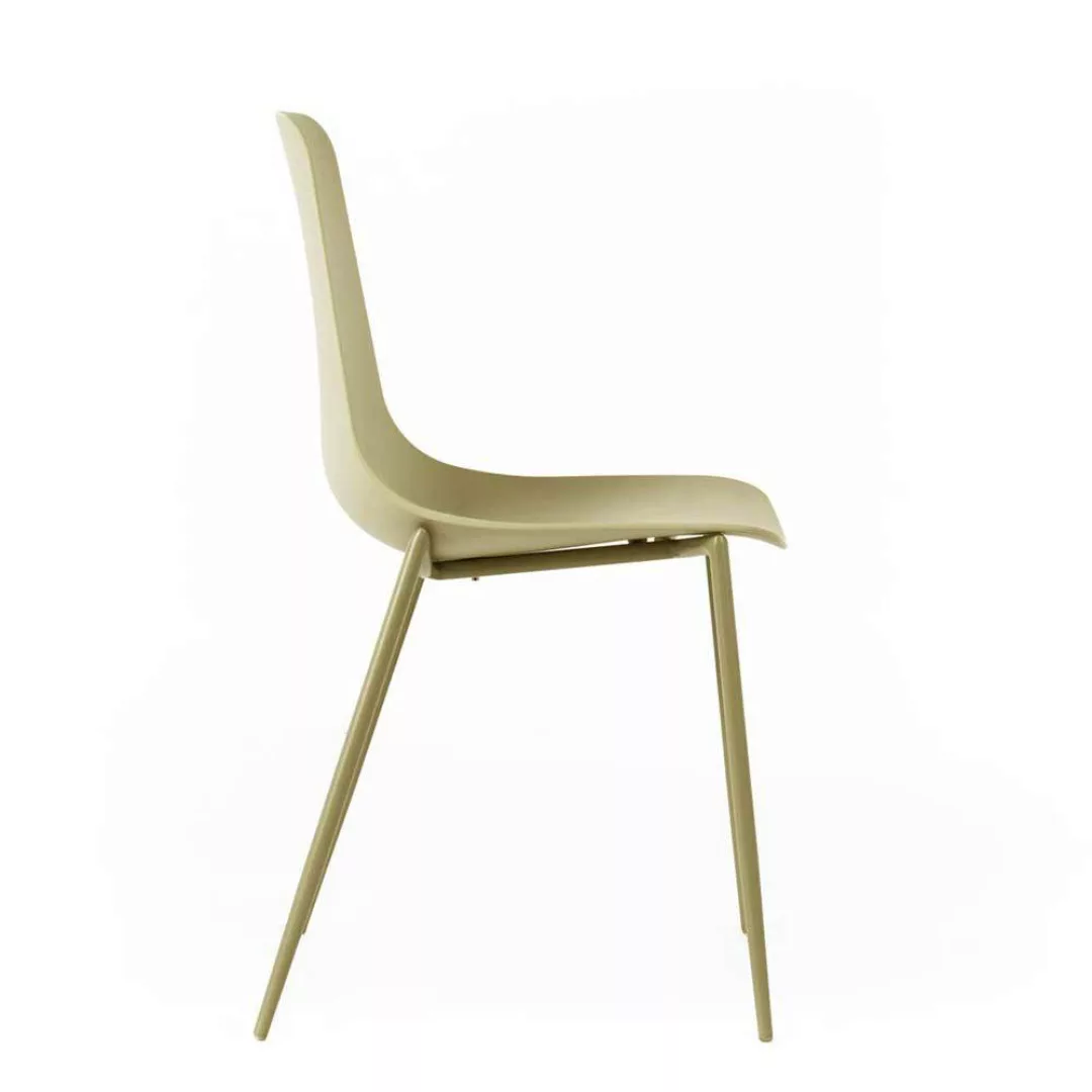 4 Stühle in Hellgelb Schalensitz & Metallgestell (4er Set) günstig online kaufen