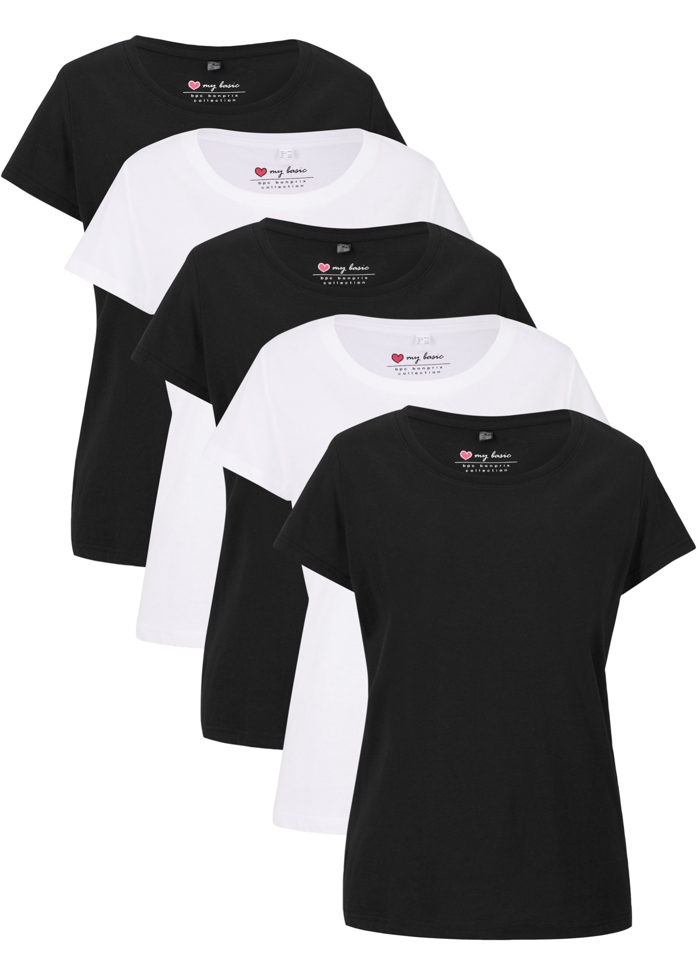 Rundhals-Shirt, Kurzarm (5er Pack) günstig online kaufen
