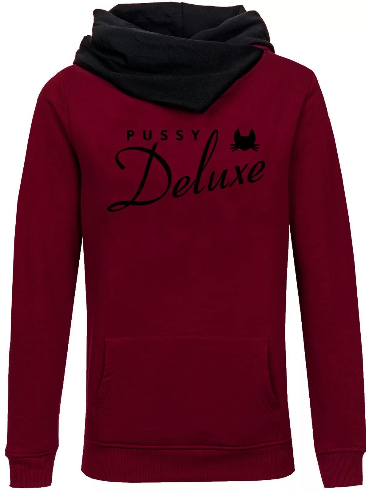 Pussy Deluxe Logo Damen Schalkragenpullover grau/schwarz günstig online kaufen