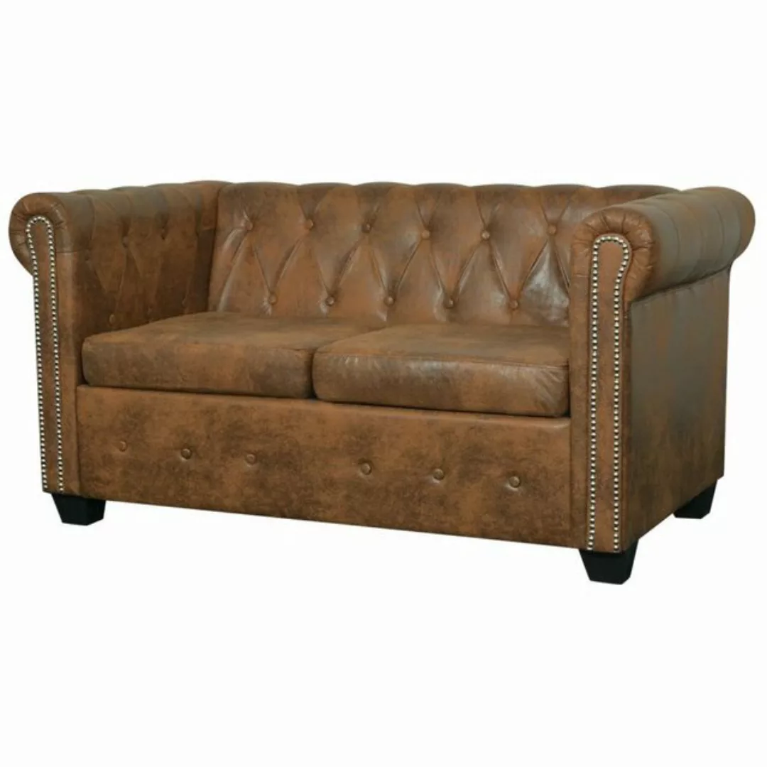 Chesterfield Sofa 2-sitzer Kunstleder Braun günstig online kaufen