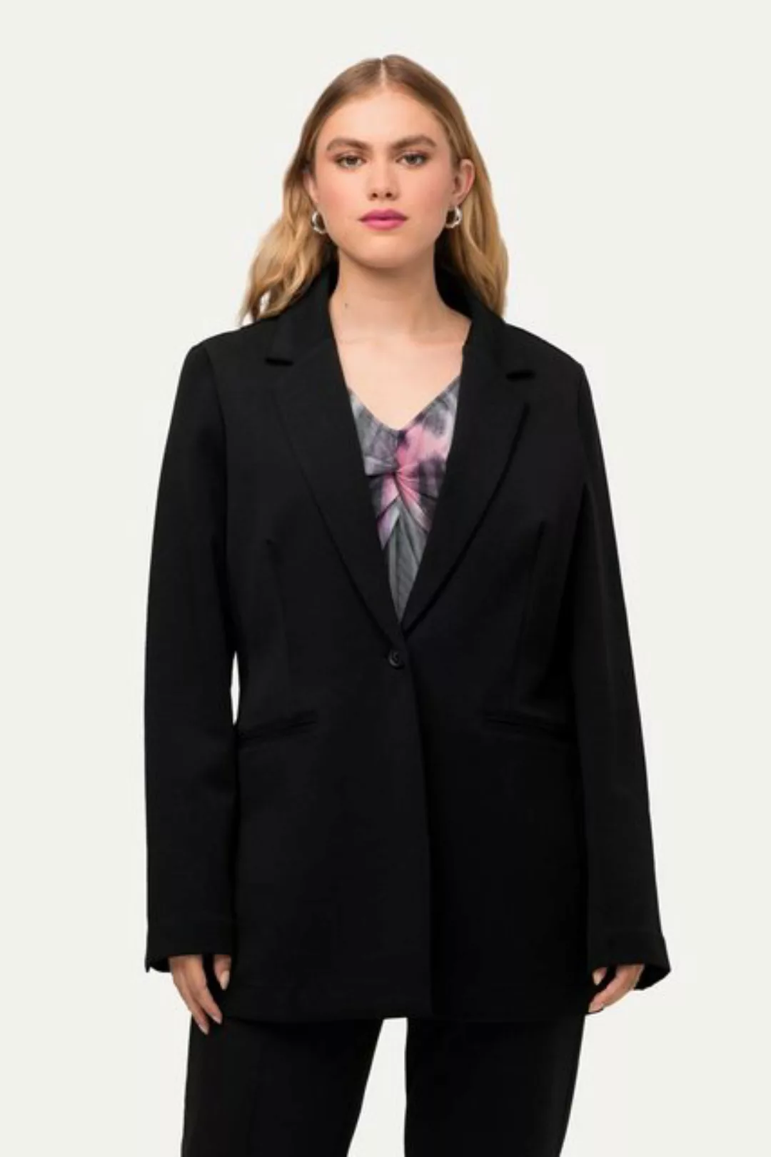 Ulla Popken Jerseyblazer Jersey-Blazer A-Linie Reverskragen Stretchkomfort günstig online kaufen