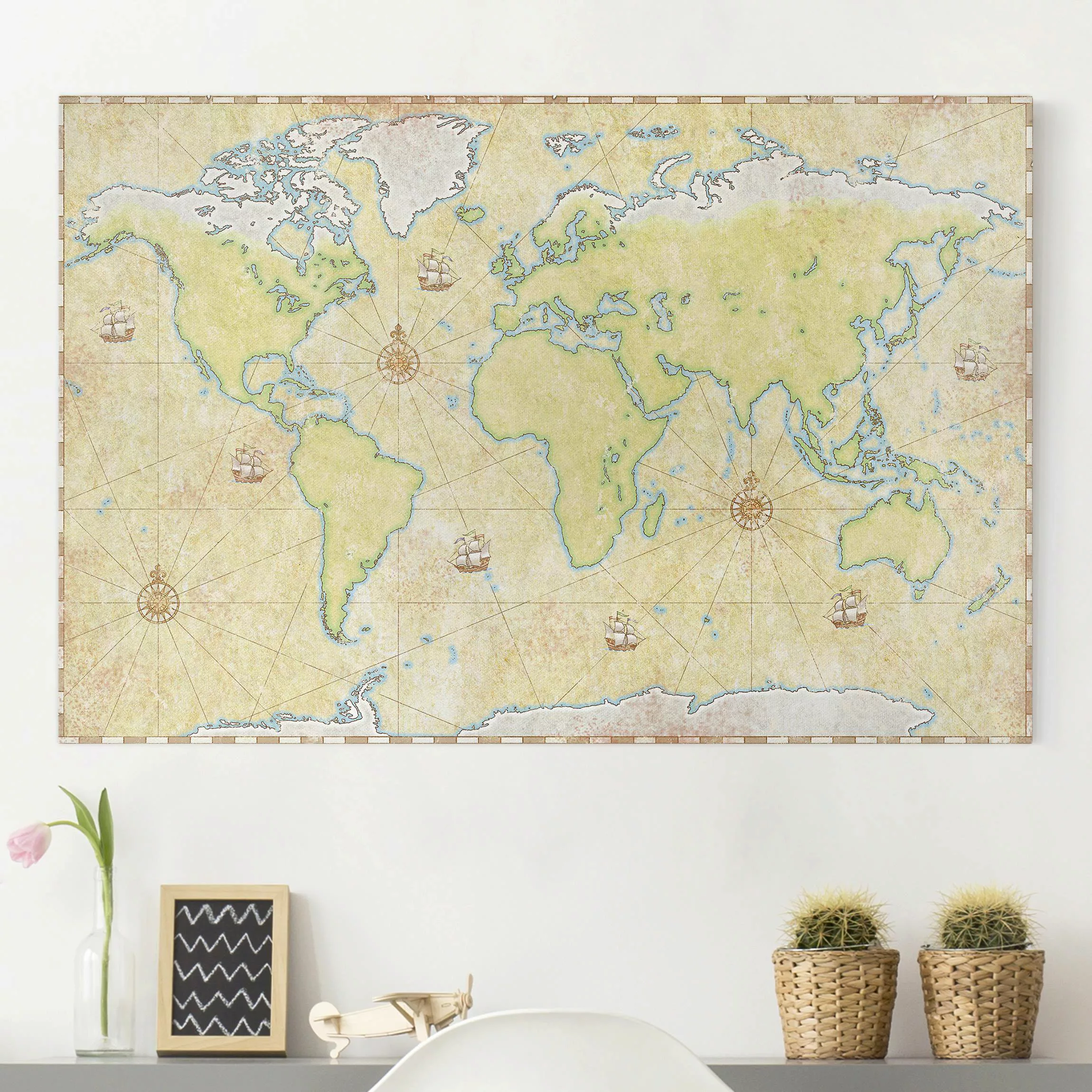 Leinwandbild Kinderzimmer - Querformat World Map günstig online kaufen