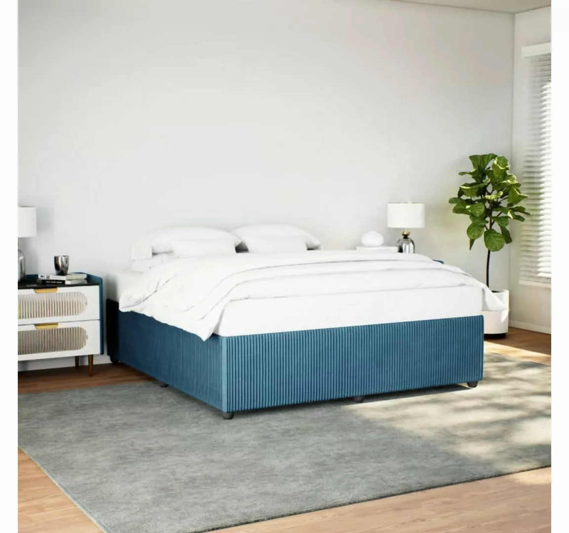 vidaXL Bett, Bettgestell Blau 180x200 cm Samt günstig online kaufen