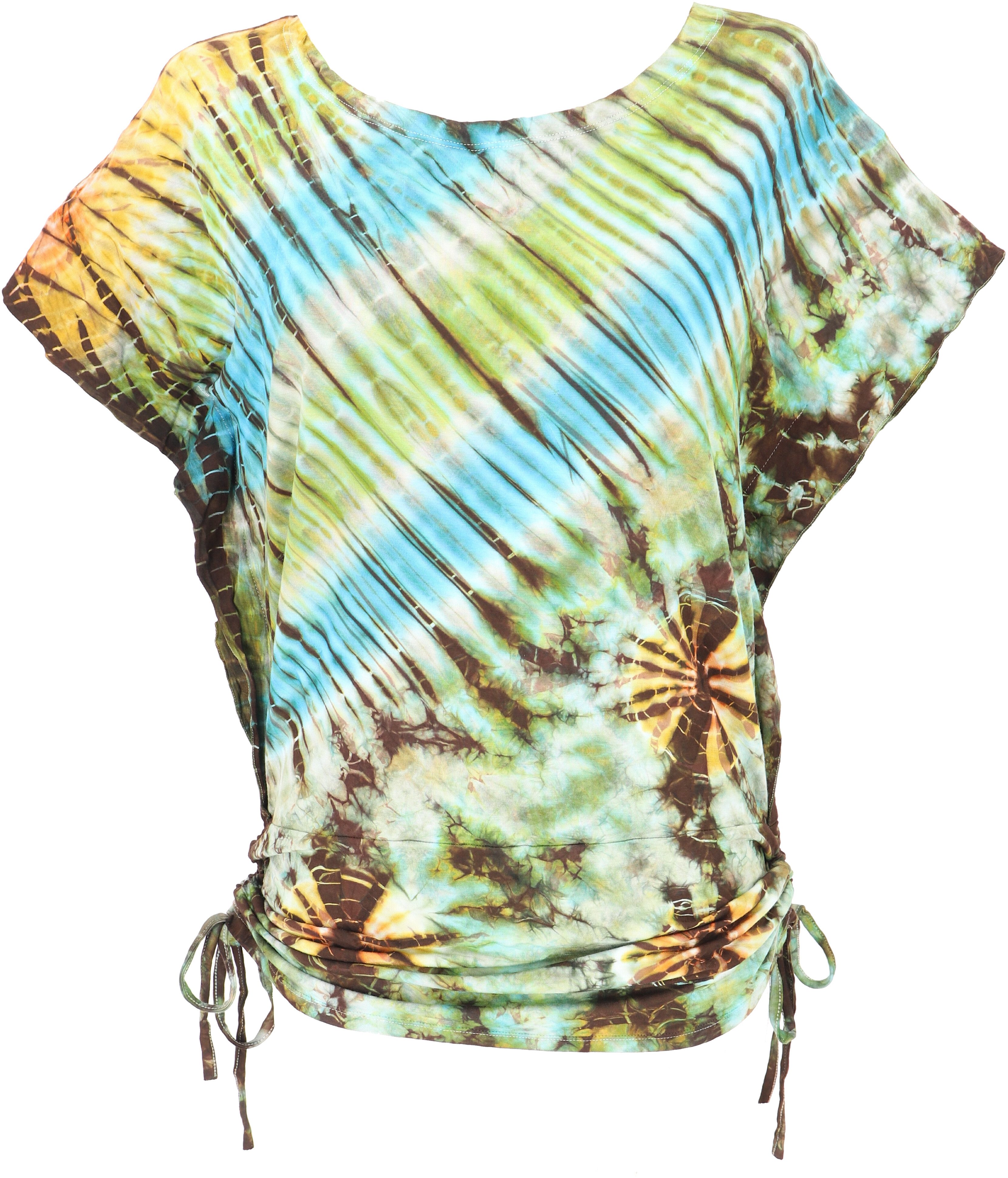 Guru-Shop T-Shirt Batikshirt mit Fledermausärmeln, lockeres.. günstig online kaufen