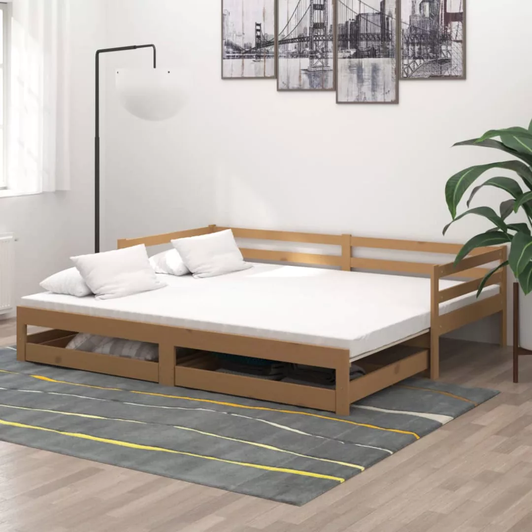 Ausziehbares Tagesbett Honigbraun 2x(90x200) Cm Massivholz Kiefer günstig online kaufen