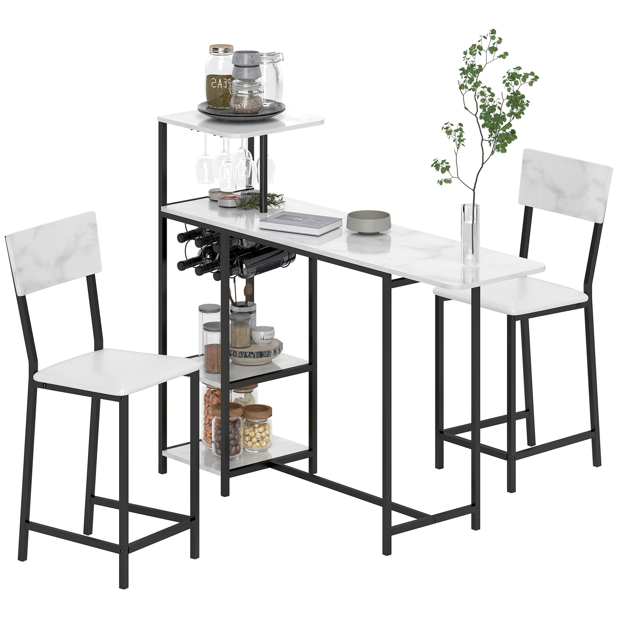 HOMCOM Ensemble table de bar mit Hockern, Stehtisch mit 2 Barhockern, klapp günstig online kaufen