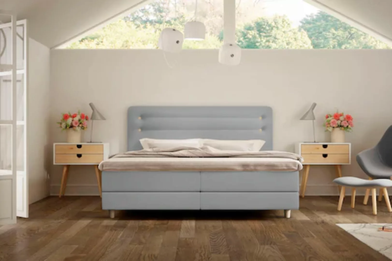 Schlaraffia Boxspringbett Fidelio, inkl GELTEX® Next Topper, Holzfuß in Eic günstig online kaufen