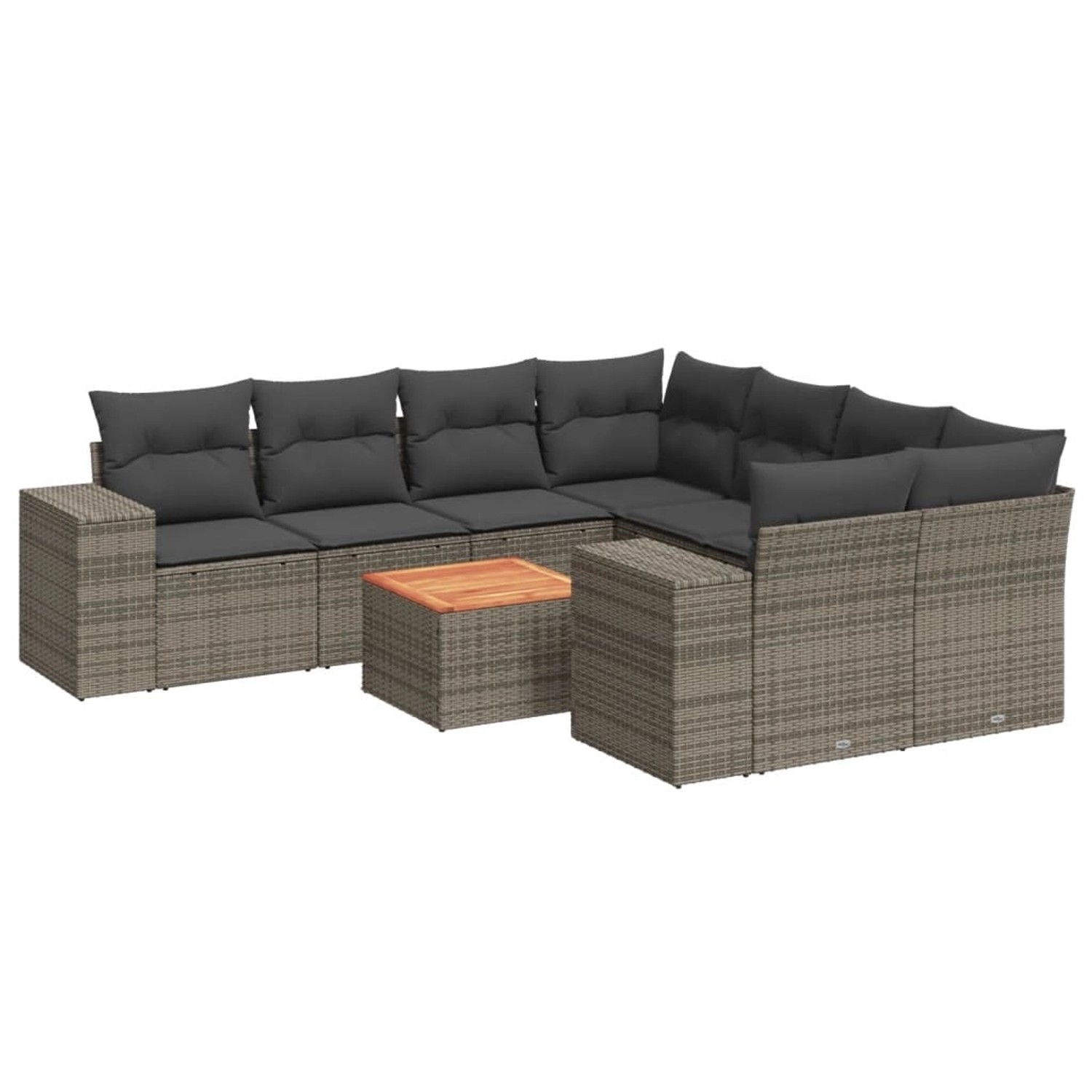 vidaXL 9-tlg Garten-Sofagarnitur mit Kissen Grau Poly Rattan Modell 103 günstig online kaufen