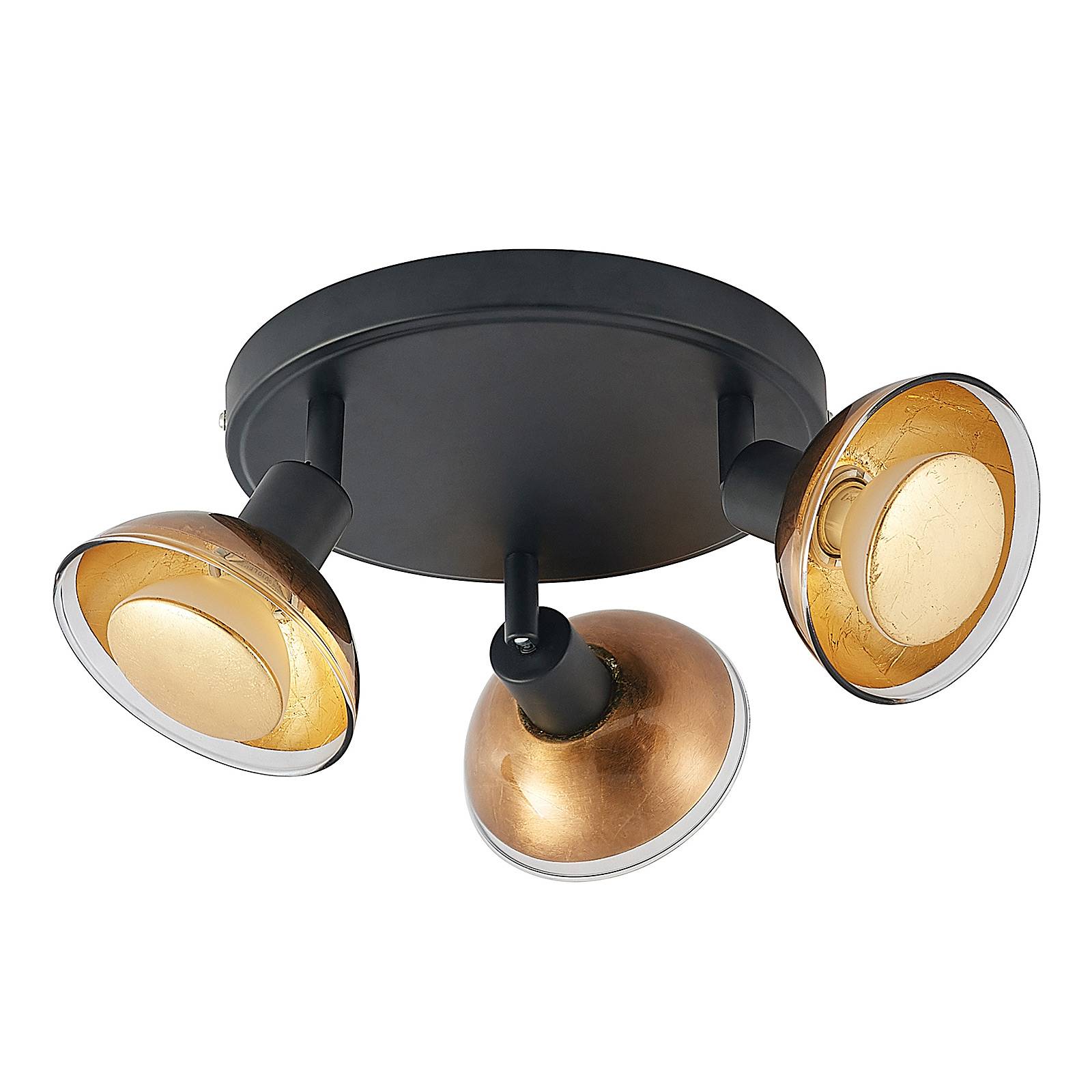 Lindby Erin LED-Deckenstrahler rund, schwarz/gold günstig online kaufen