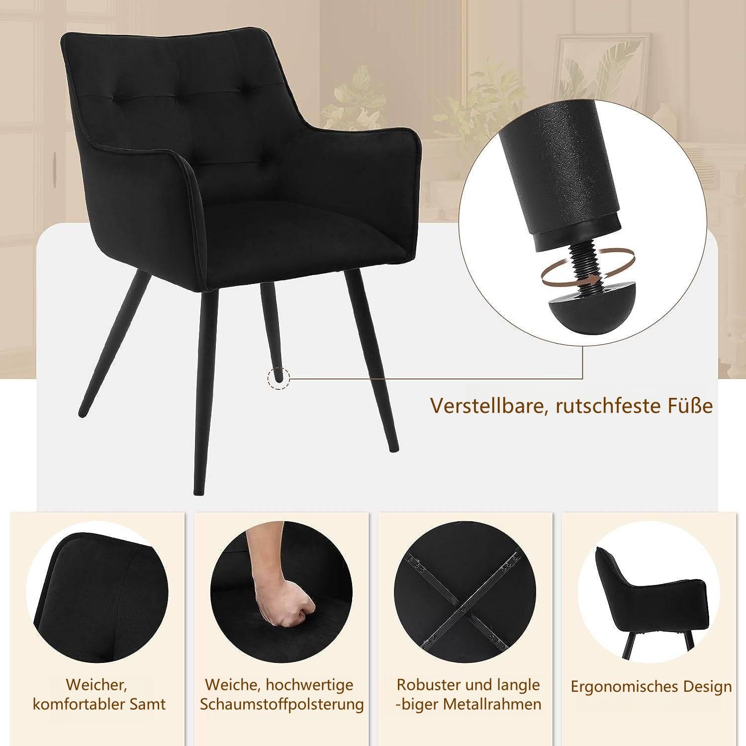 Woltu 4-Fußstuhl (Set, 2 St), mit günstig online kaufen