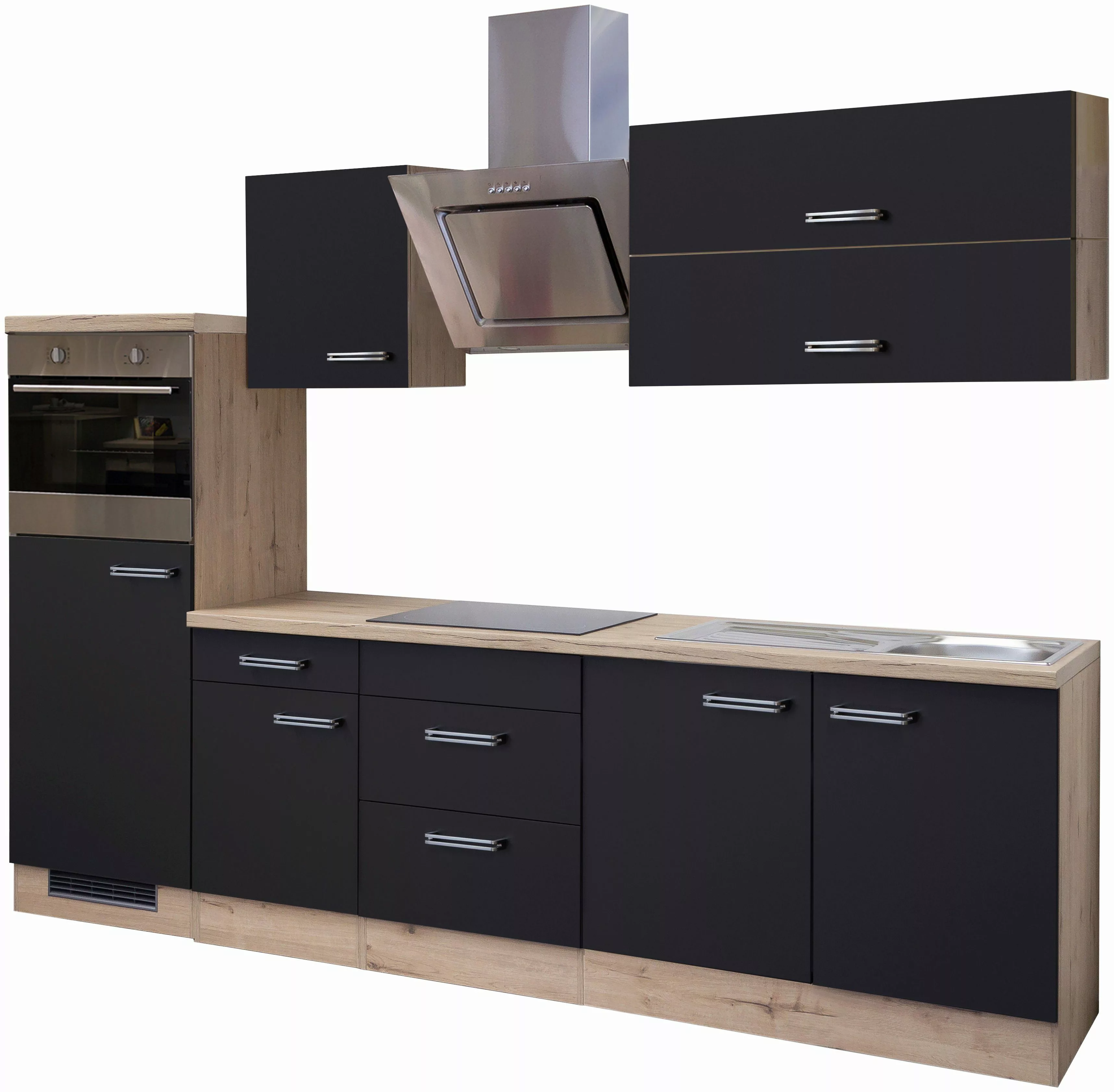 Flex-Well Exclusiv Küchenzeile Lara 270 cm Anthrazit-San Remo Eiche NB günstig online kaufen