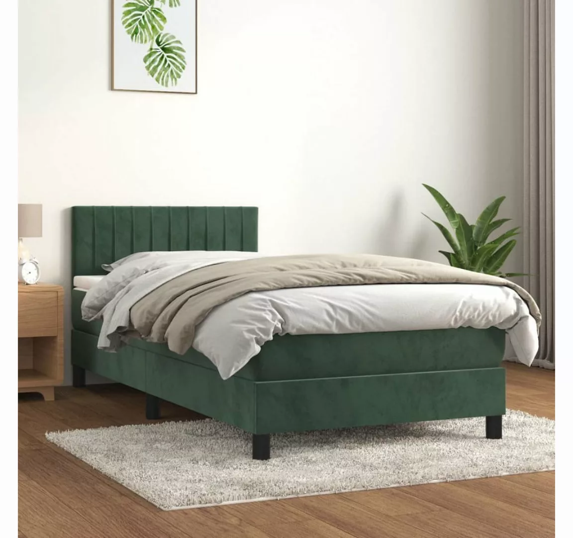 vidaXL Boxspringbett Bett Boxspringbett mit Matratze Samt (90 x 190 cm, Grü günstig online kaufen