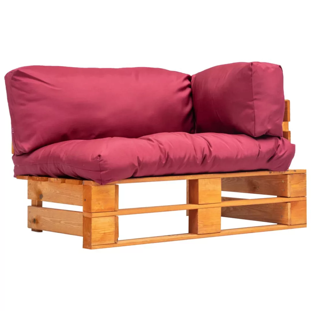 Garten-palettensofa Mit Roten Kissen Kiefernholz günstig online kaufen