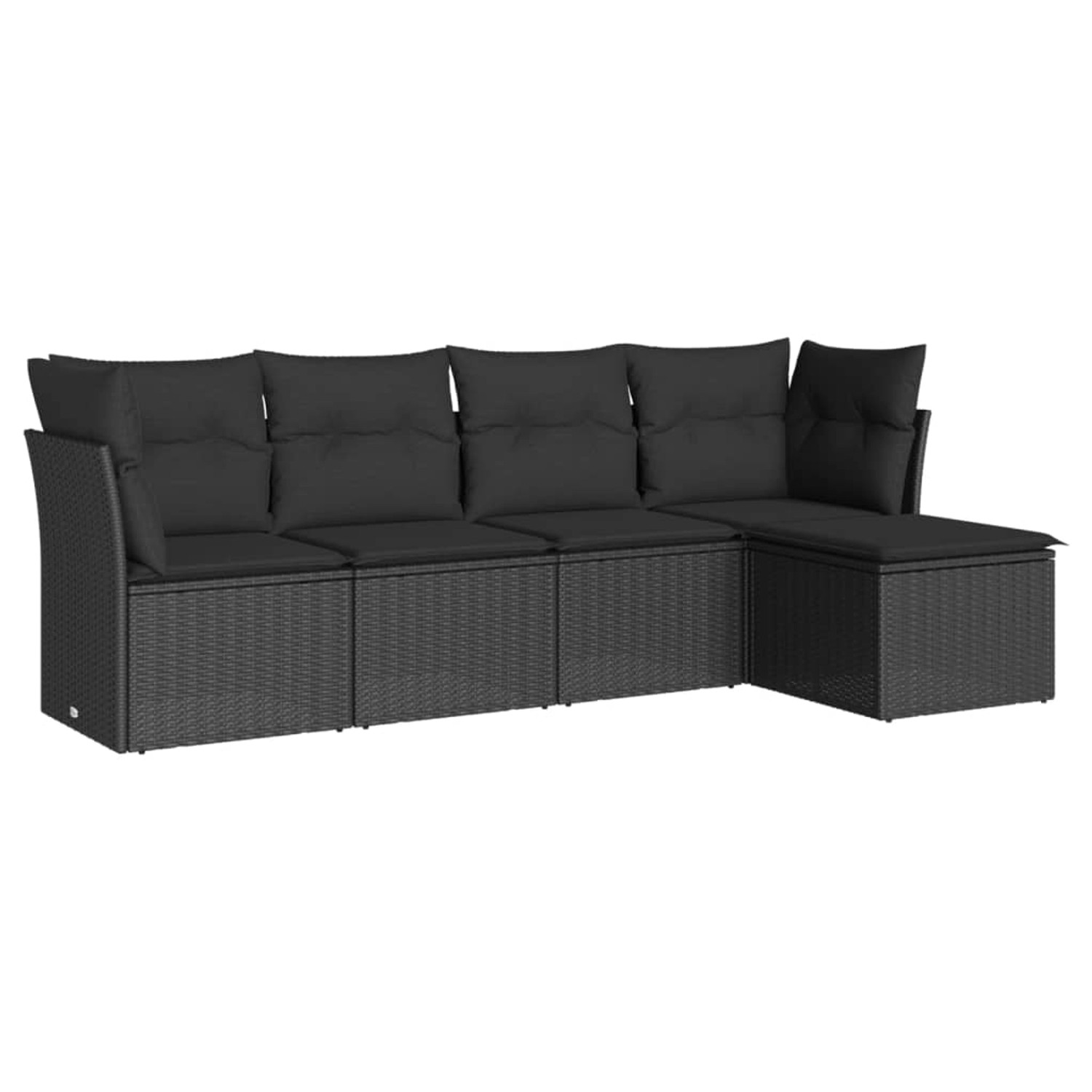 vidaXL 5-tlg Garten-Sofagarnitur mit Kissen Schwarz Poly Rattan Modell 21 günstig online kaufen