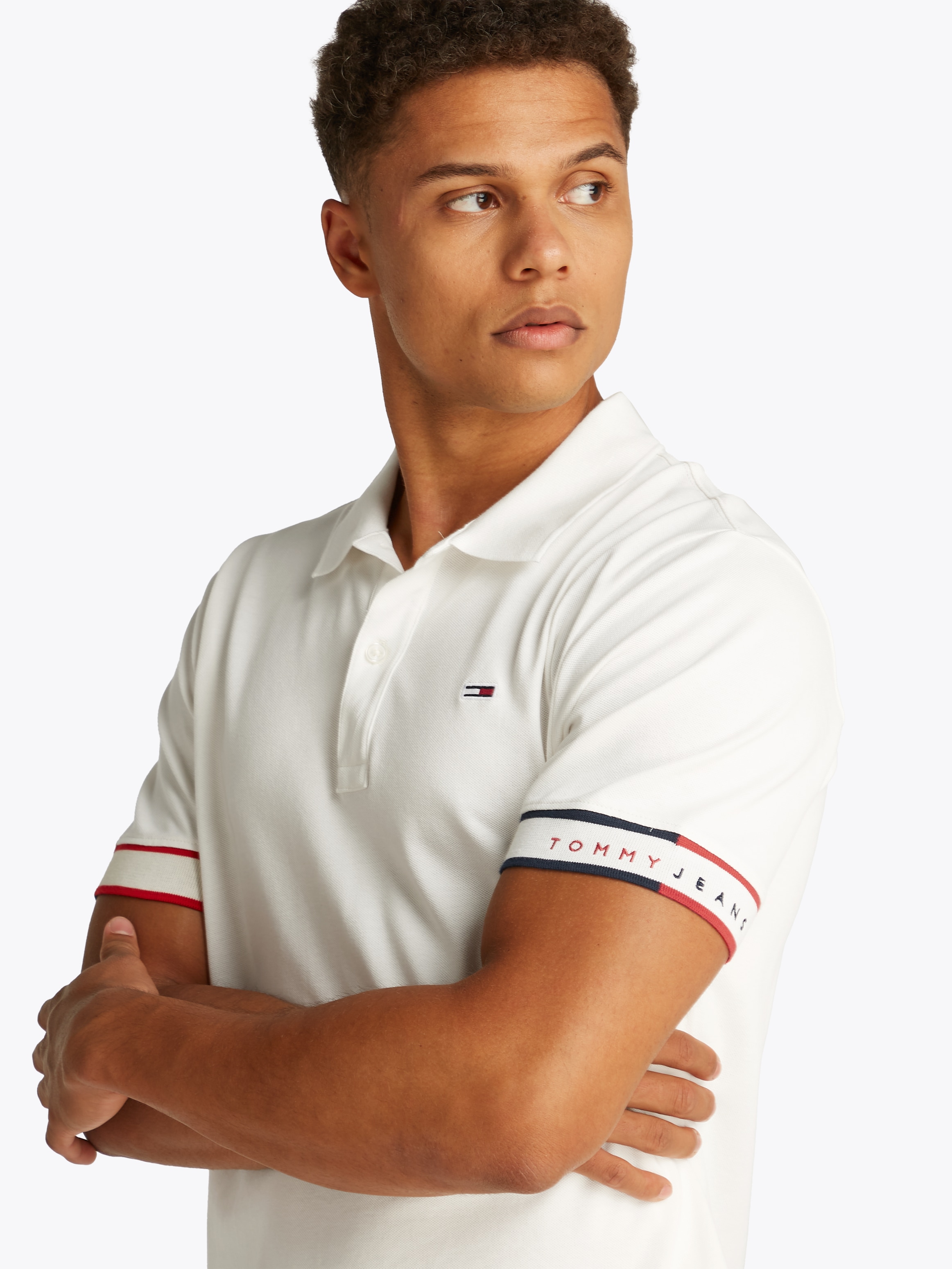 Tommy Jeans Plus Poloshirt "TJM SLIM FLAG CUFF POLO EXT", Große Größen günstig online kaufen