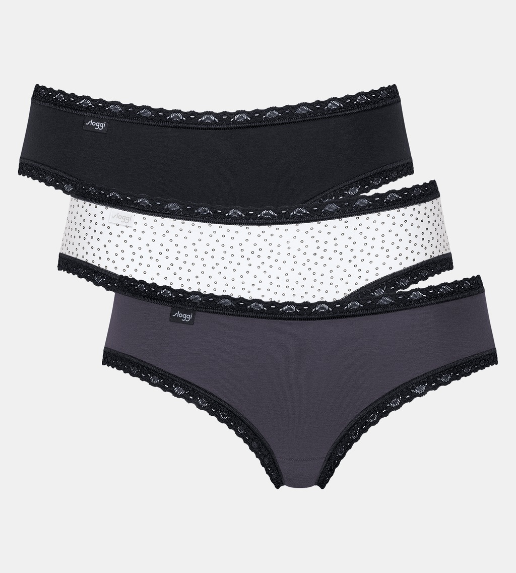 sloggi Hipster "24/7 Weekend", (3er Pack), mit flachen Spitzen-Kanten, Baum günstig online kaufen