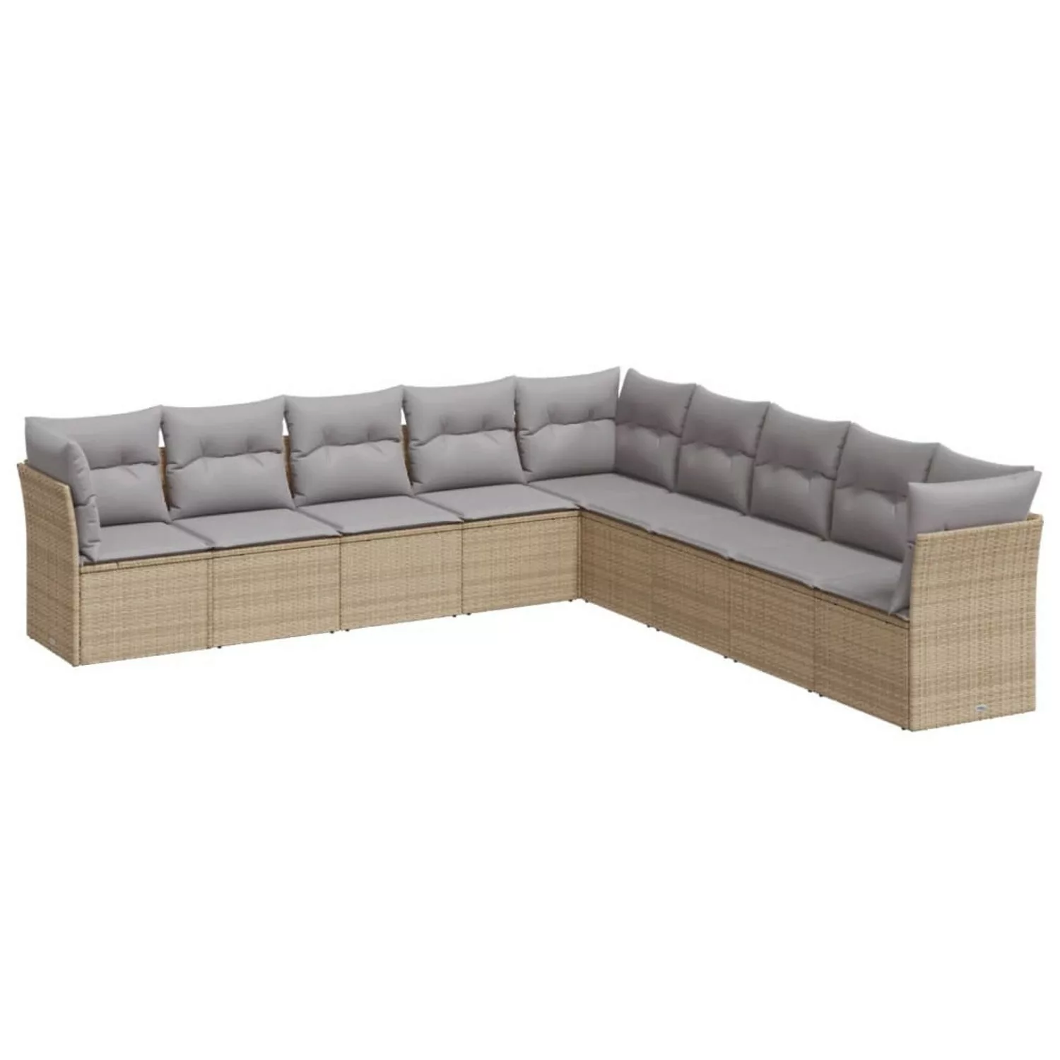 vidaXL 9-tlg Garten-Sofagarnitur mit Kissen Beige Poly Rattan Modell 3 günstig online kaufen