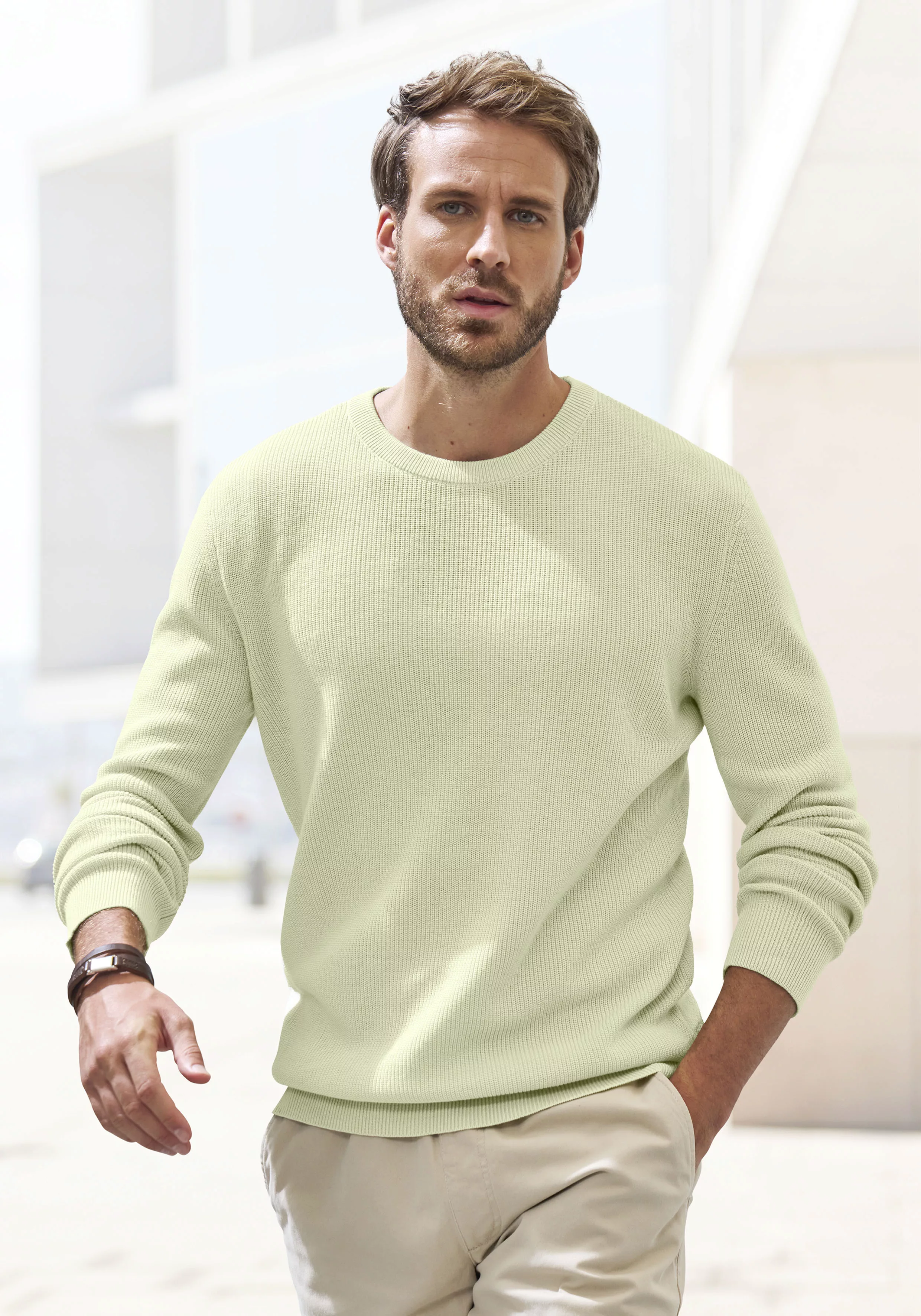John Devin Strickpullover, Pullover in modischen Farben aus Baumwollmischun günstig online kaufen