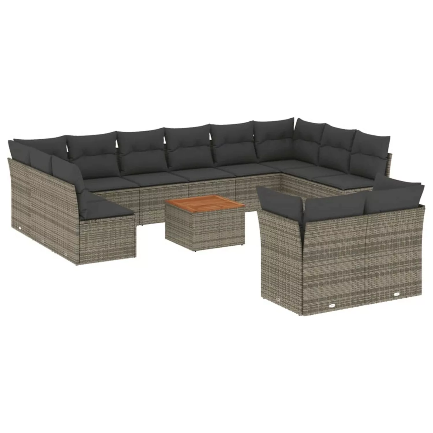 vidaXL 13-tlg Garten-Sofagarnitur mit Kissen Grau Poly Rattan Modell 17 günstig online kaufen