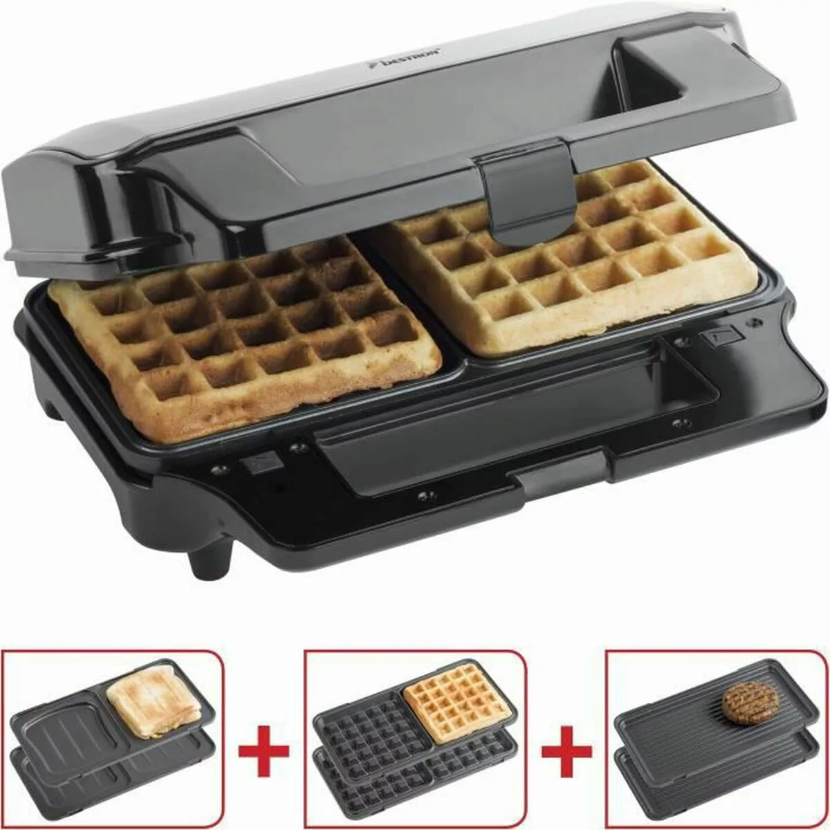 Antihaft-sandwich-maschine Bestron Asg90xxl Waffeleisen 900 W günstig online kaufen