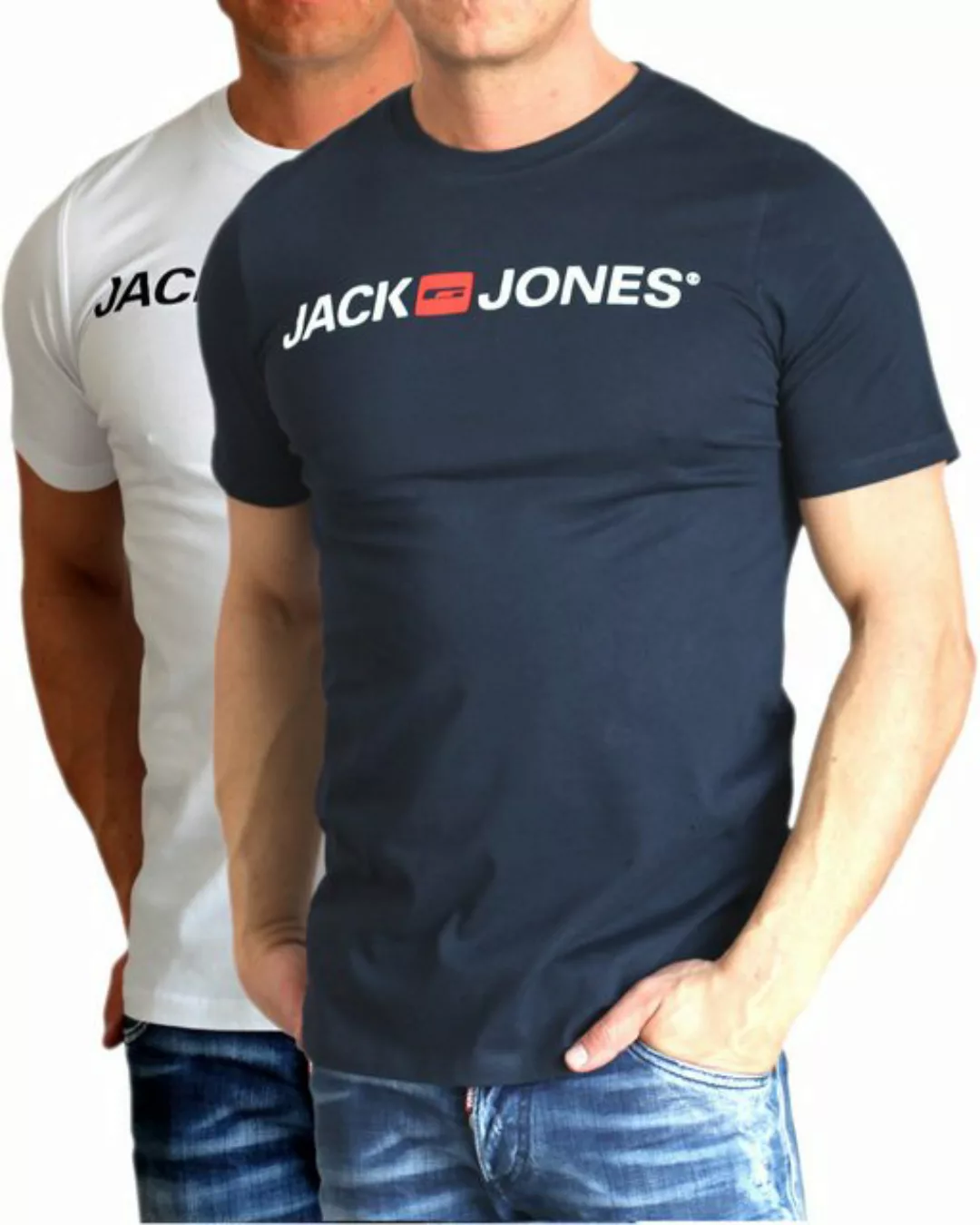 Jack & Jones T-Shirt Bequemes Logo-Shirt mit Printdruck (2er-Pack) günstig online kaufen