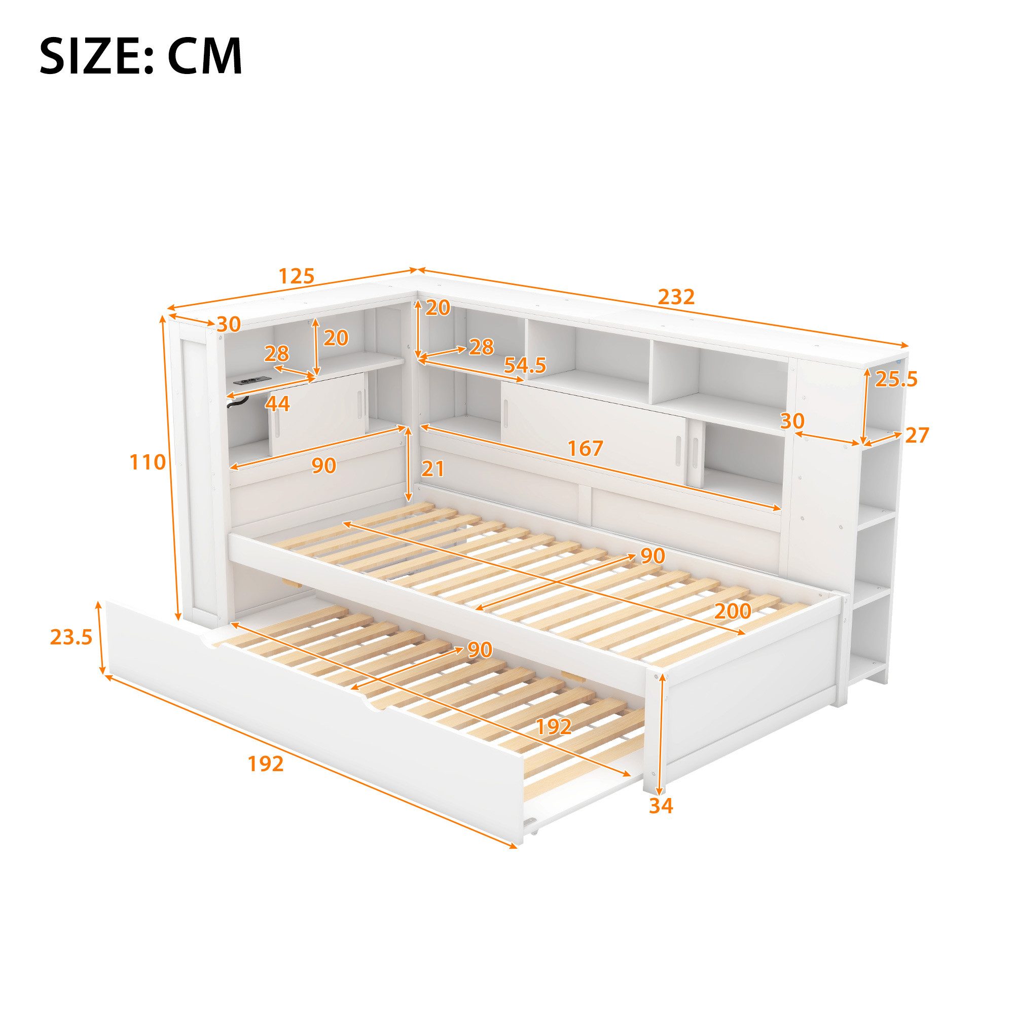 Ulife Holzbett 90x200cm mit Ladeanschluss/ Stauraum/ günstig online kaufen