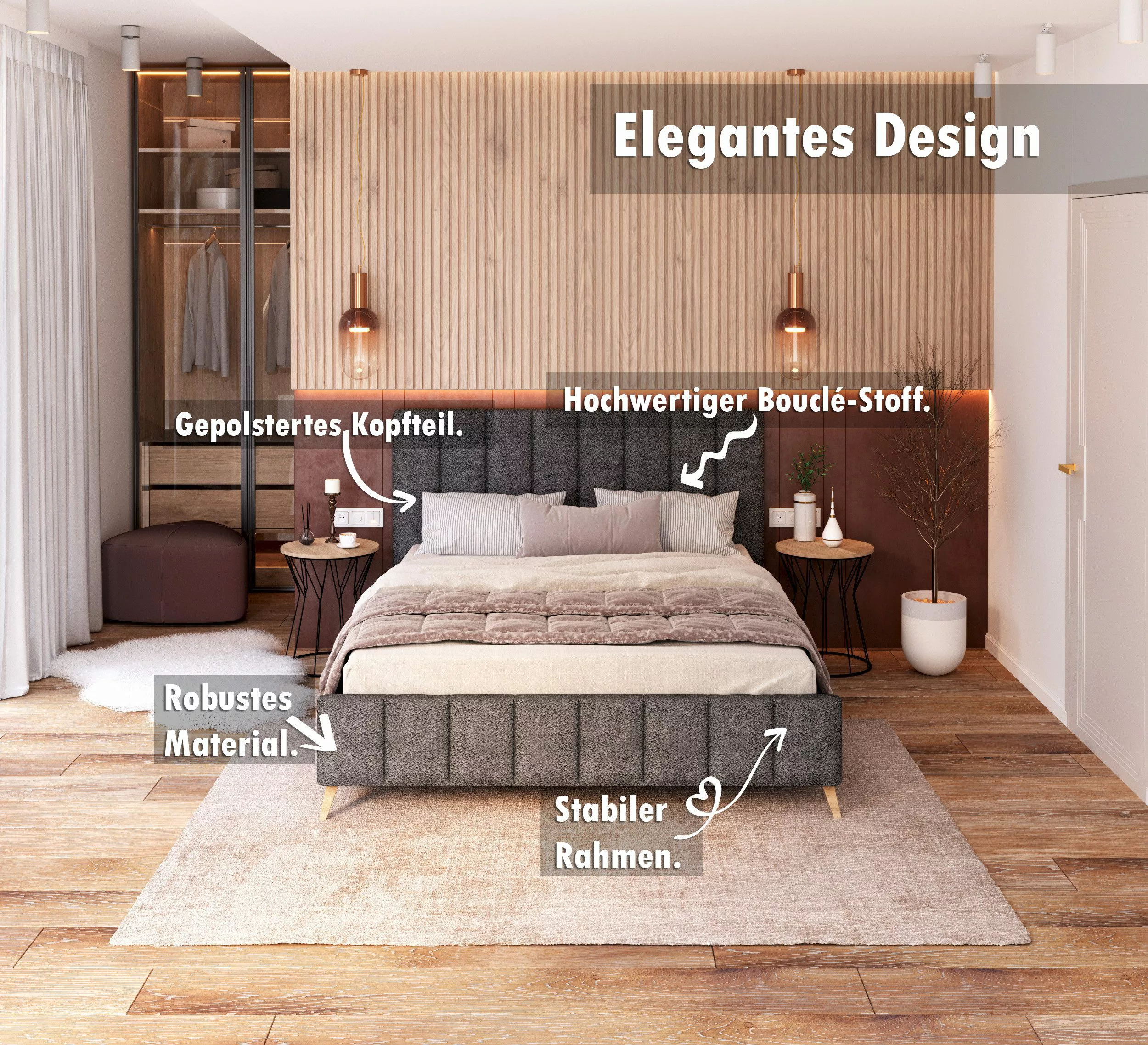 FDM Polsterbett Bettgestell Bettrahmen 120x200, 140x200, günstig online kaufen