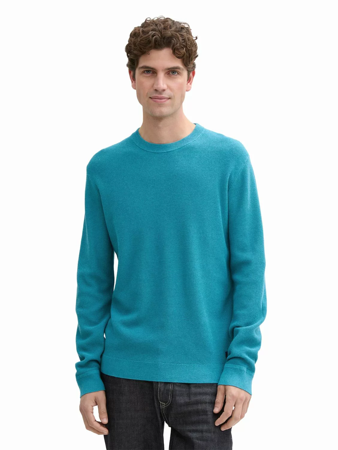 Tom Tailor Herren Rundhals Pullover STRUCTURED CREWNECK - Regular Fit günstig online kaufen