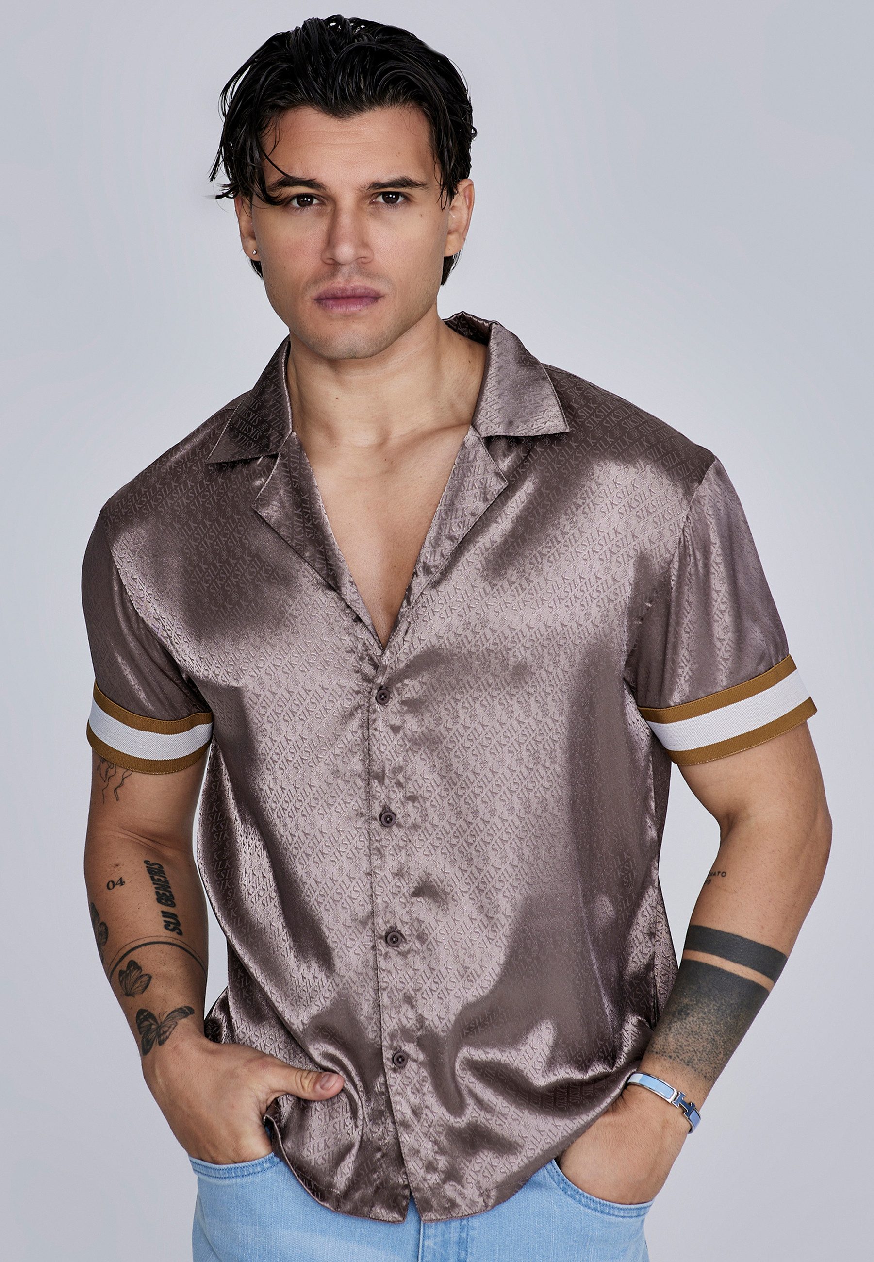Siksilk Kurzarmhemd SikSilk Herren Braunes Resort günstig online kaufen