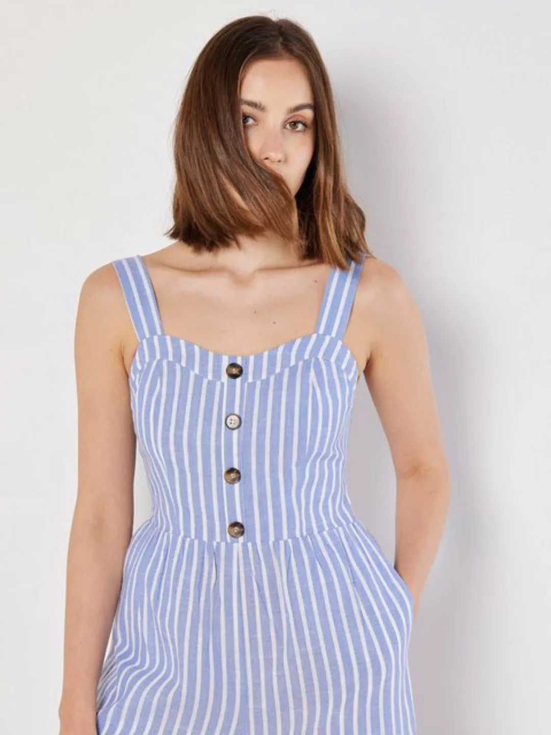 Apricot Jumpsuit Woven Stripe Button Jumpsuit, mit Zierknöpfen günstig online kaufen