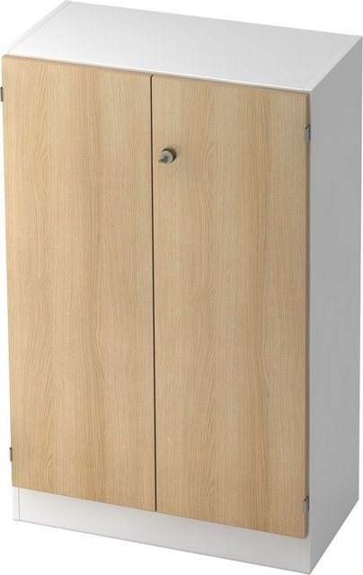 Aktenschrank Schrank Solid 3OH BxTxH 80x42x127cm Griff SG Weiß/Eiche günstig online kaufen