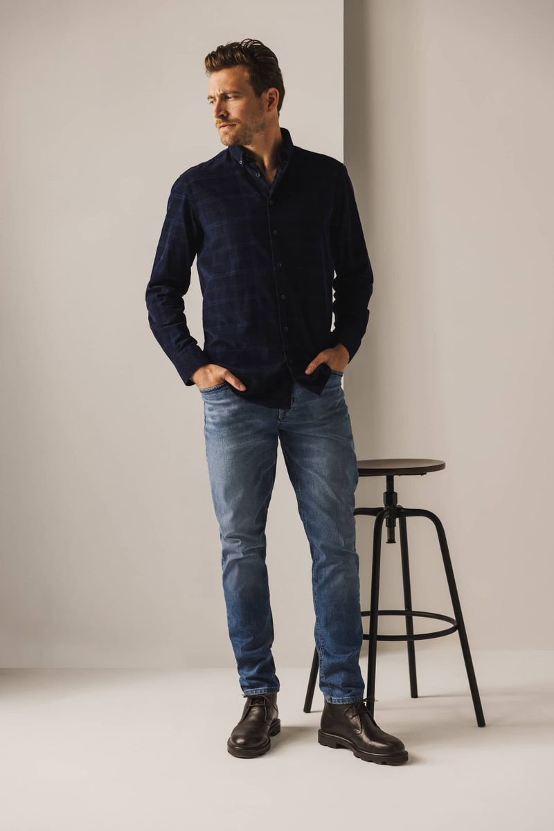 State Of Art Hemd Fine Corduroy Karos Navy - Größe XXL günstig online kaufen