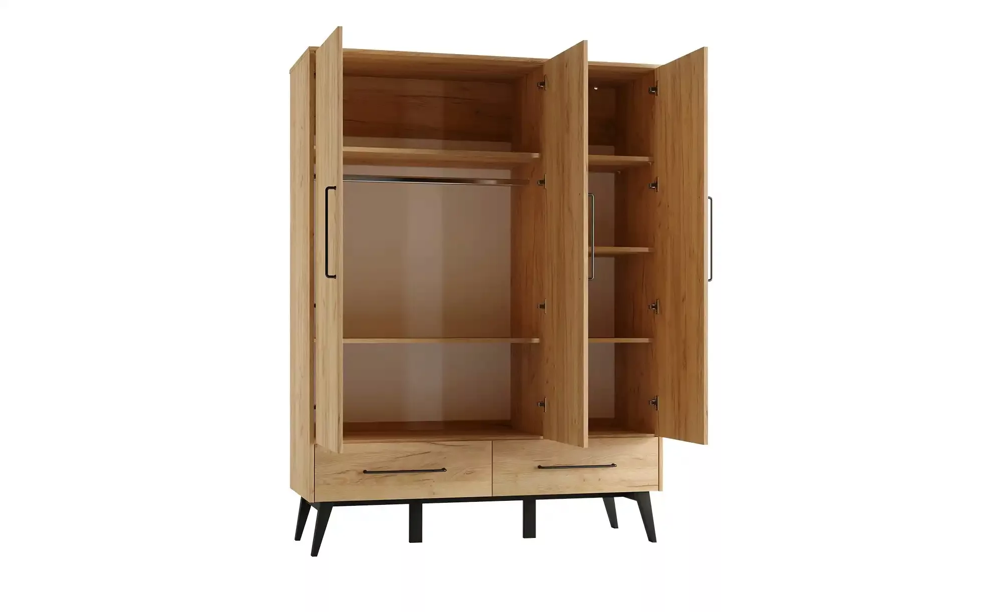 Kleiderschrank 3-türig  Retro ¦ holzfarben ¦ Maße (cm): B: 52,4 H: 199,6 Sc günstig online kaufen