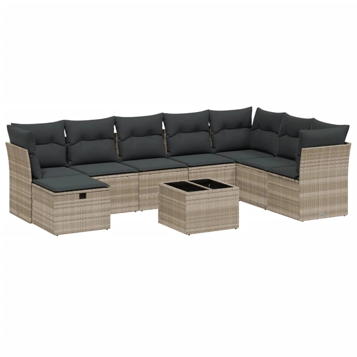 vidaXL 9-Tlg Garten-Sofagarnitur mit Kissen Hellgrau Poly Rattan 3263288 günstig online kaufen