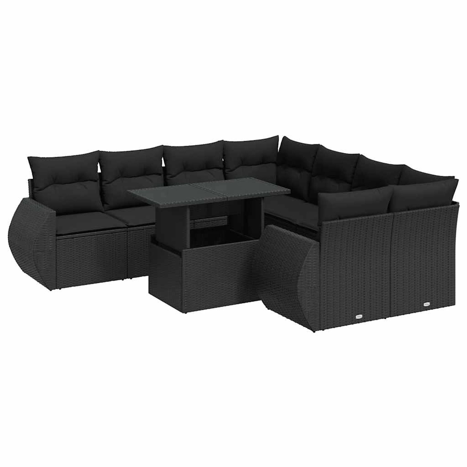 vidaXL 9-Tlg Garten-Sofagarnitur mit Kissen Schwarz Poly Rattan 3326606 günstig online kaufen