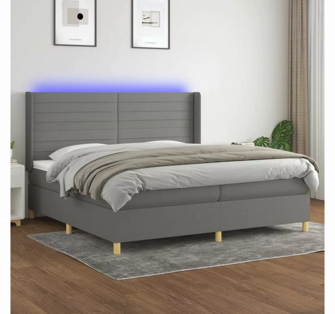 vidaXL Boxspringbett Boxspringbett mit Matratze LED Dunkelgrau 200x200 cm S günstig online kaufen