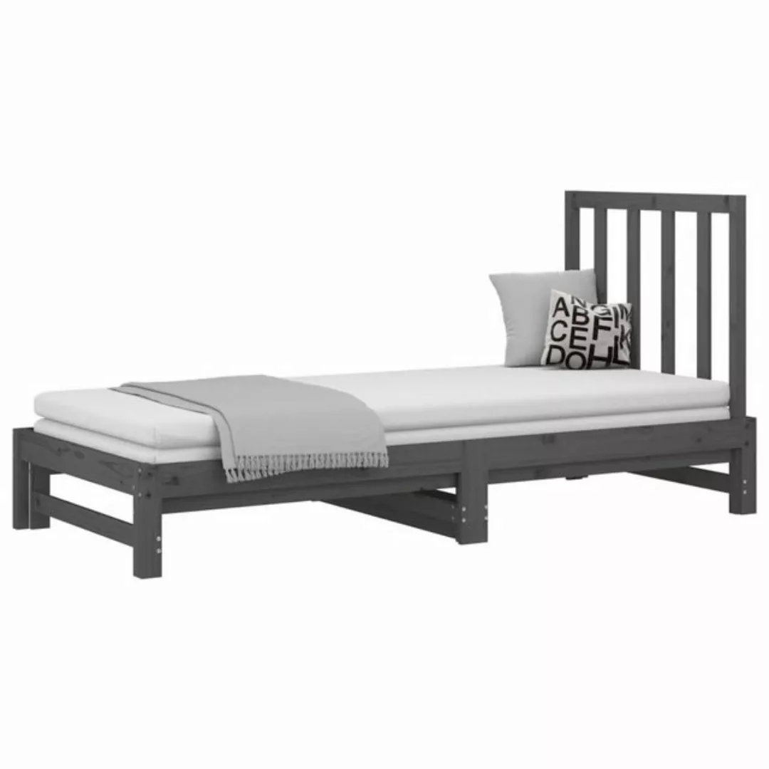 vidaXL Bett Tagesbett Ausziehbar Grau 2x(90x190) cm Massivholz Kiefer günstig online kaufen