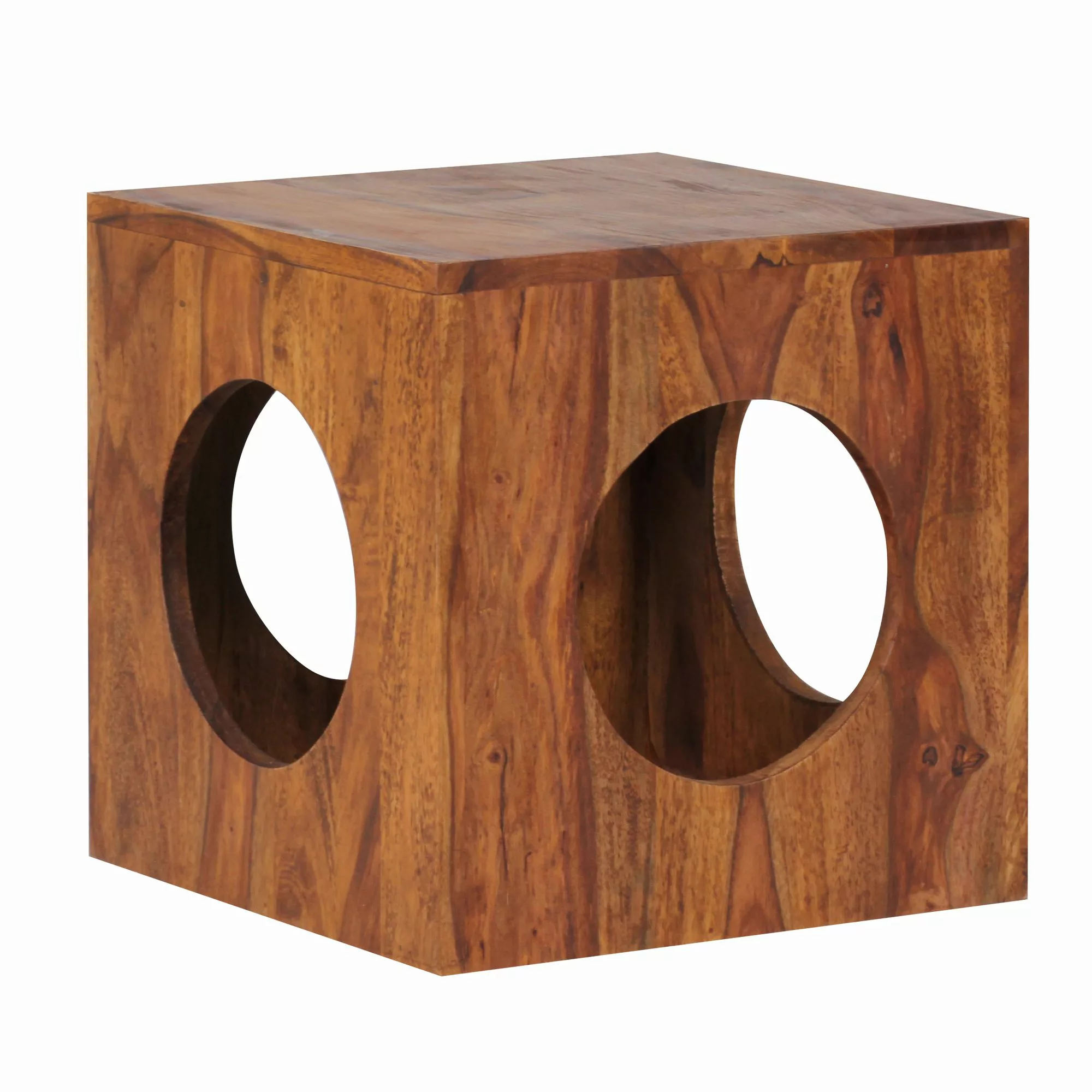 Beistelltisch MUMBAI Massivholz Sheesham 35x35 cm Cube Wohnzimmer-Tisch Des günstig online kaufen