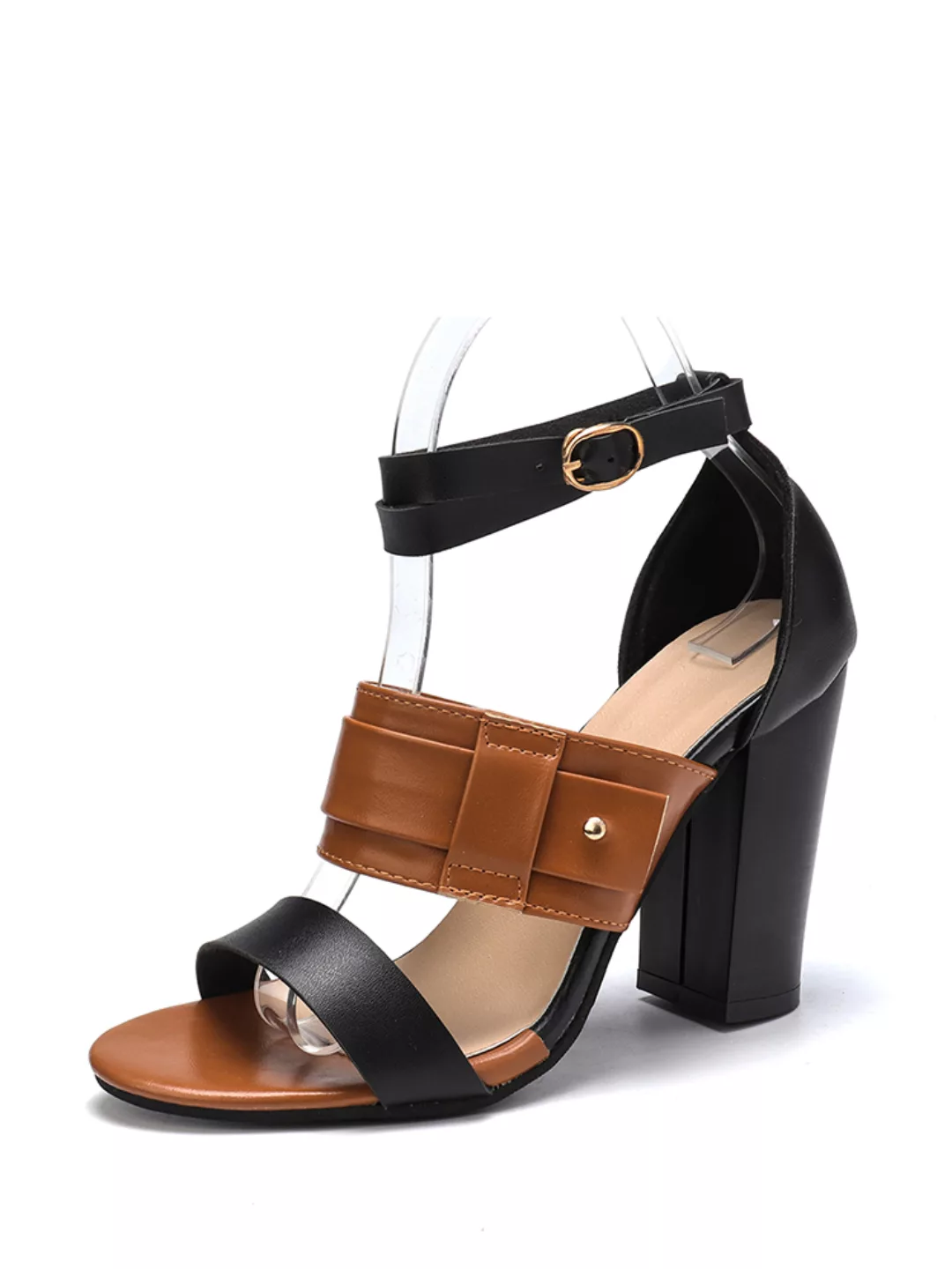 Große Größen Damen Double Band Buckle Pumps Klobige Schuhe günstig online kaufen