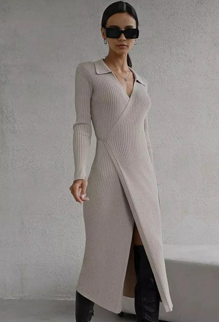 CHENIN Strickkleid Damen-Pulloverkleid mit Schnürung und langen Ärmeln Läss günstig online kaufen