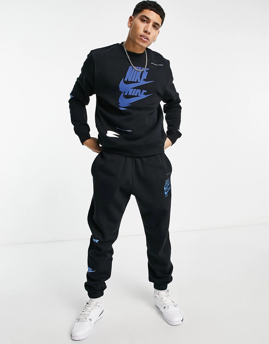 Nike – Sport Essentials Multi Futura – Sweatshirt aus Fleece in Schwarz mit günstig online kaufen