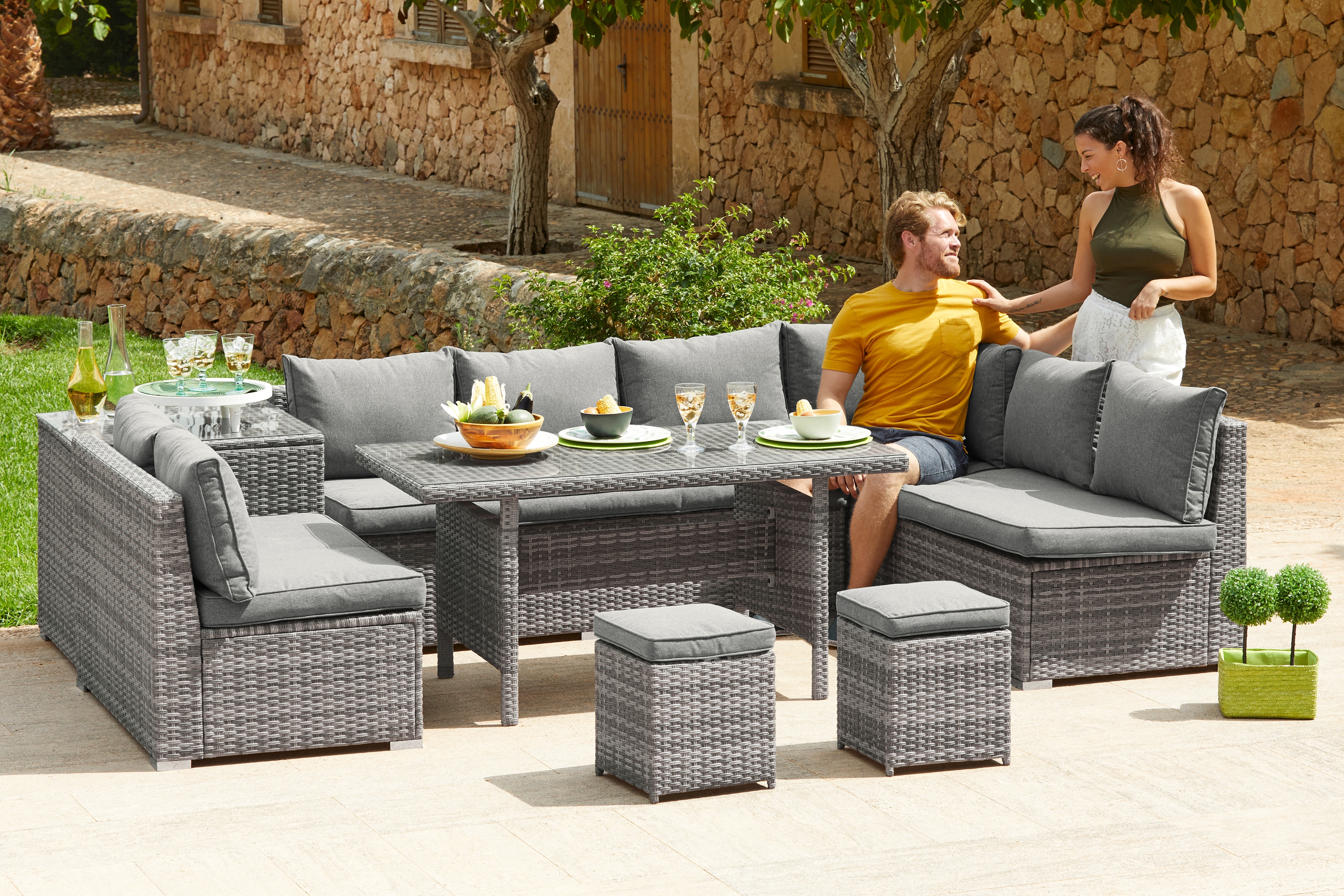 KONIFERA Gartenlounge-Set "Kalamos", (Set, 23 tlg., 3er-Sofa, 2x 2er Sofa, günstig online kaufen