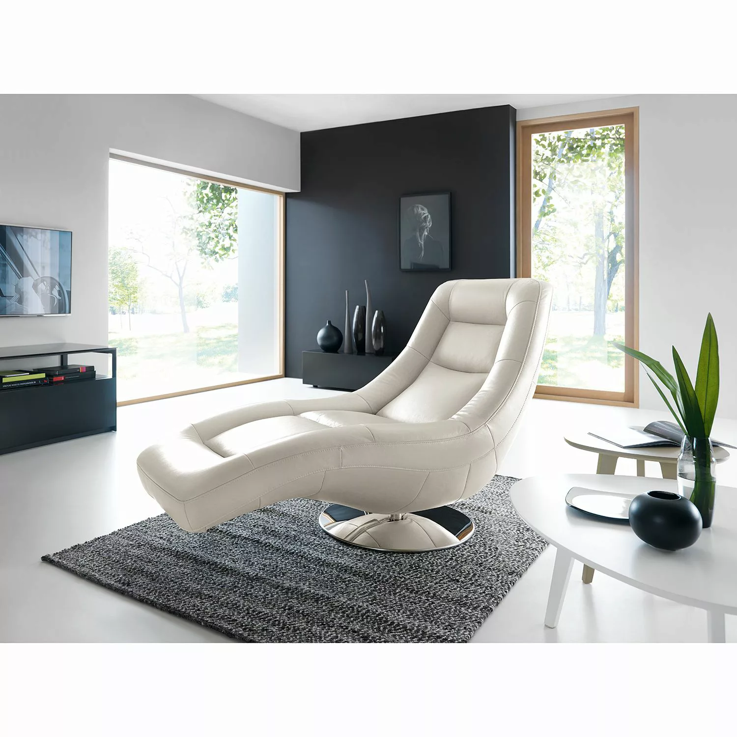 home24 loftscape Relaxliege Colima Weiß Echtleder mit Relaxfunktion 88x103x günstig online kaufen