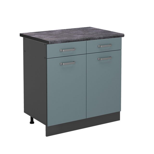 Vicco Unterschrank R-Line, Blau-Grau/Anthrazit, 80 cm, AP Anthrazit günstig online kaufen