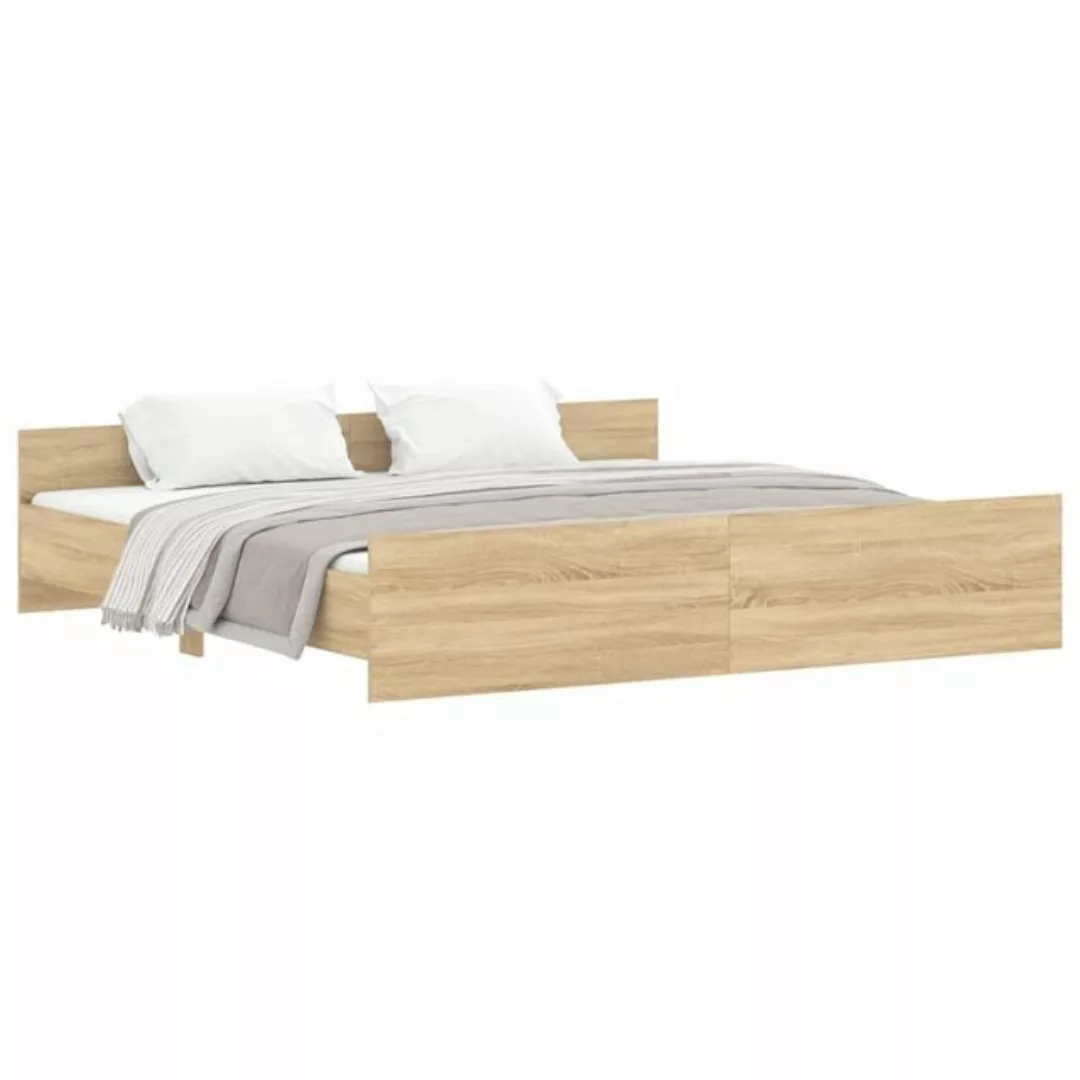 furnicato Bett Bettgestell mit Kopf- und Fußteil Sonoma-Eiche 180x200 cm günstig online kaufen
