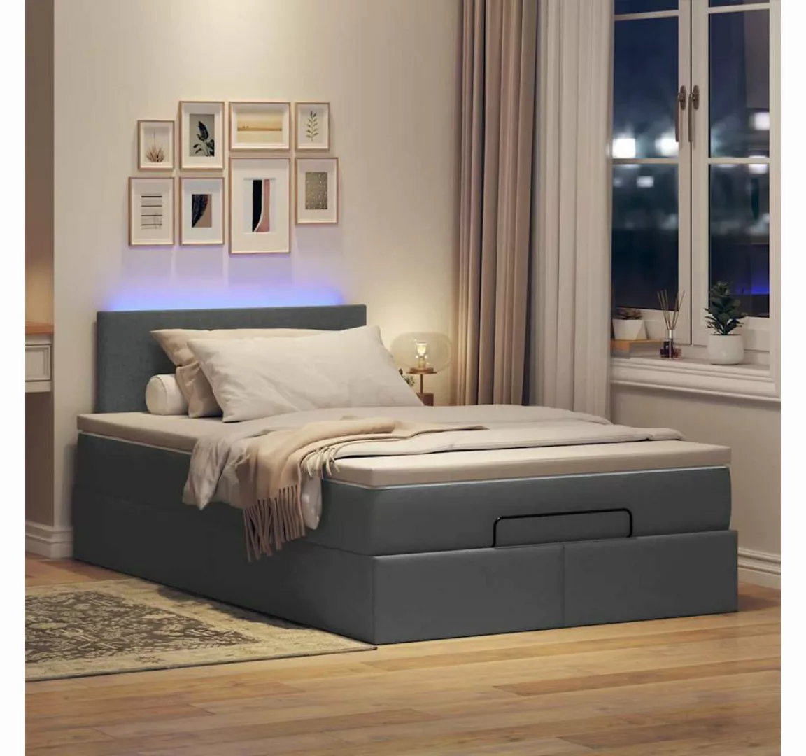 vidaXL Bettgestell Ottoman-Bett mit Matratze Dunkelgrau 120x200 cm Stoff günstig online kaufen