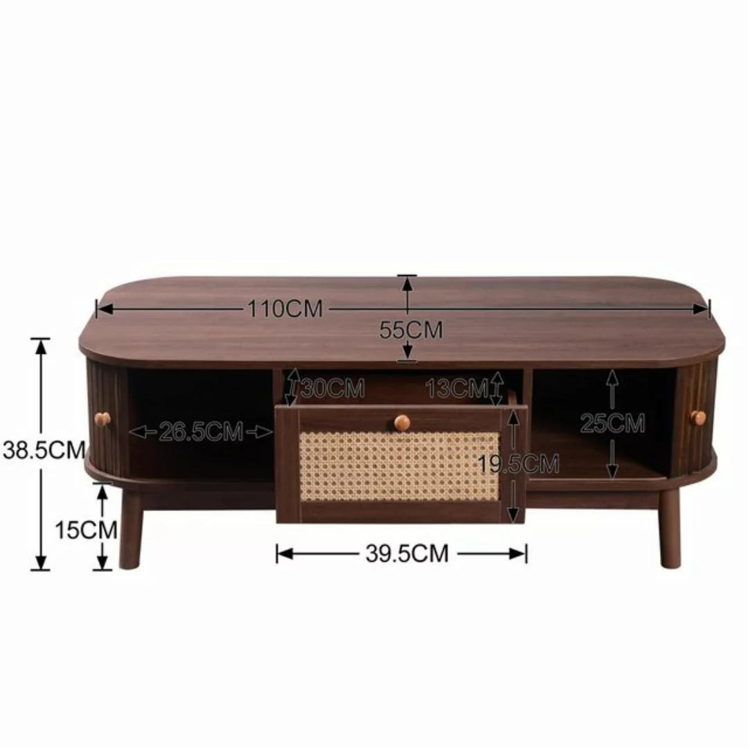 MODFU TV-Schrank TV-Schrank-Natürlicher Holz-Blend TV-Schrank (chubladen mi günstig online kaufen