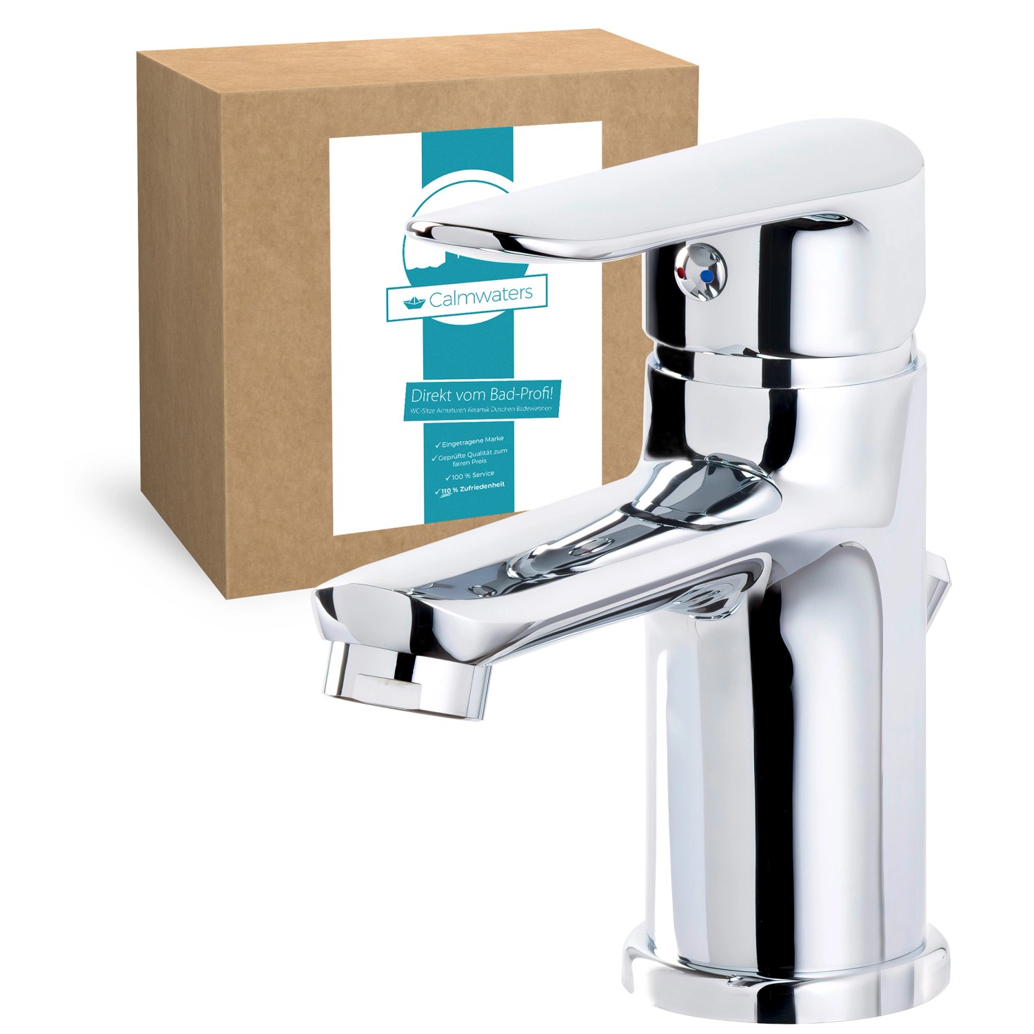 Calmwaters Waschtischarmatur Modern Soft Chrom Excentergarnitur Wasserspare günstig online kaufen