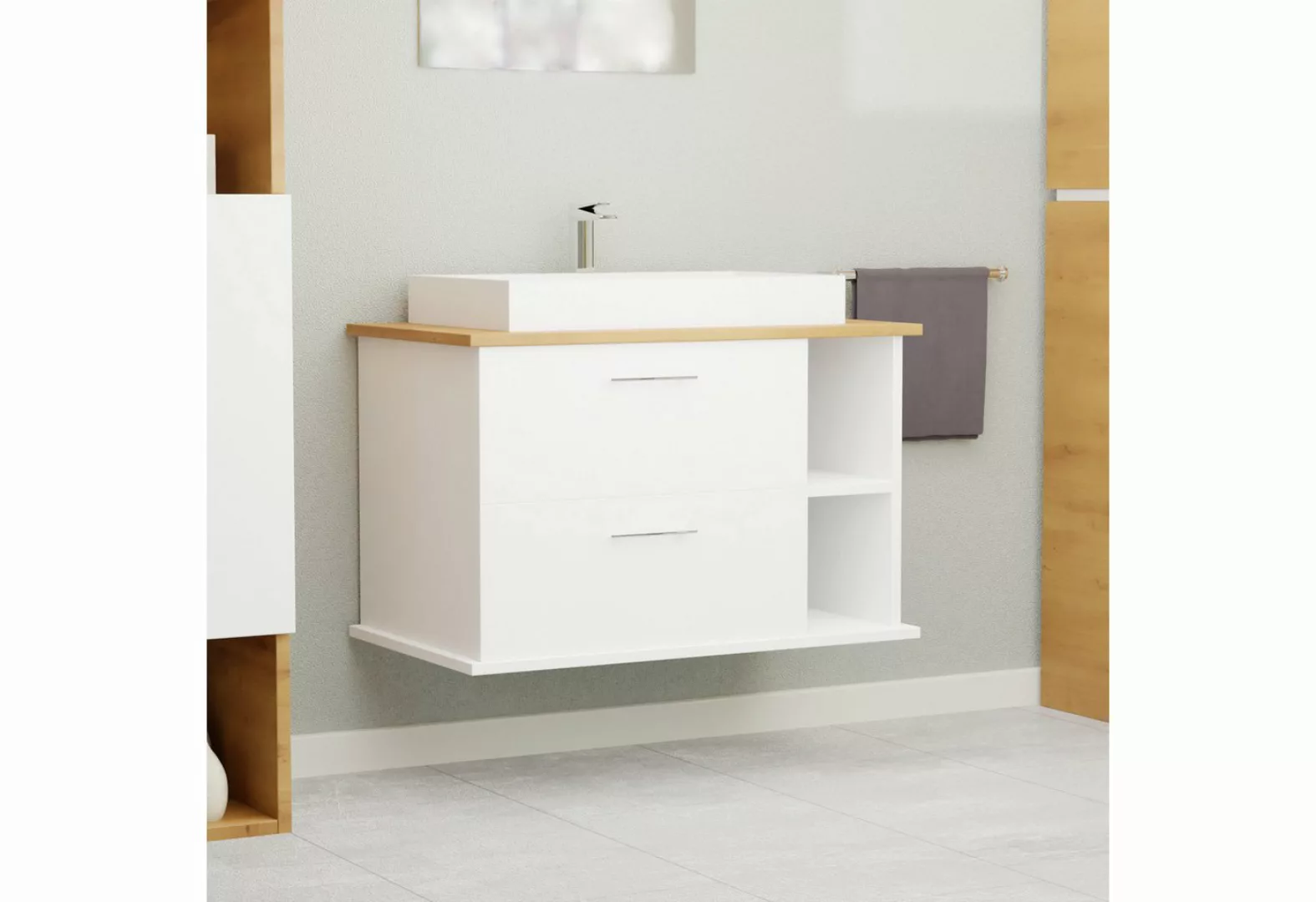 GARLIVO Waschbeckenunterschrank GLA-80R mit Schubladen, Badezimmer Waschtis günstig online kaufen